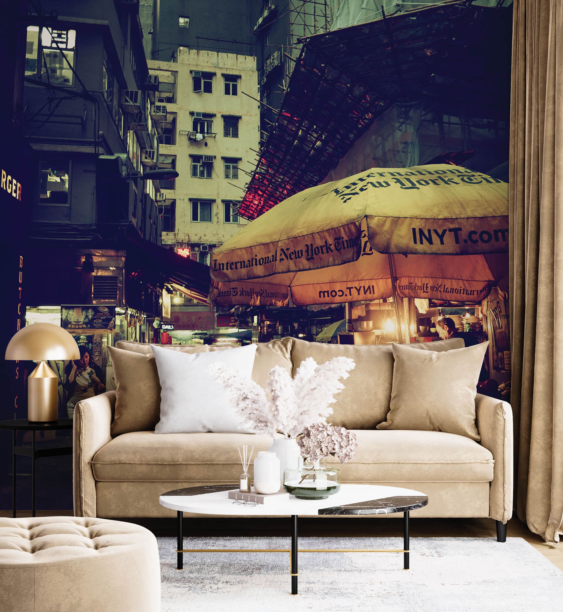 Retro straat Hong kong- LW00074 Fotobehang