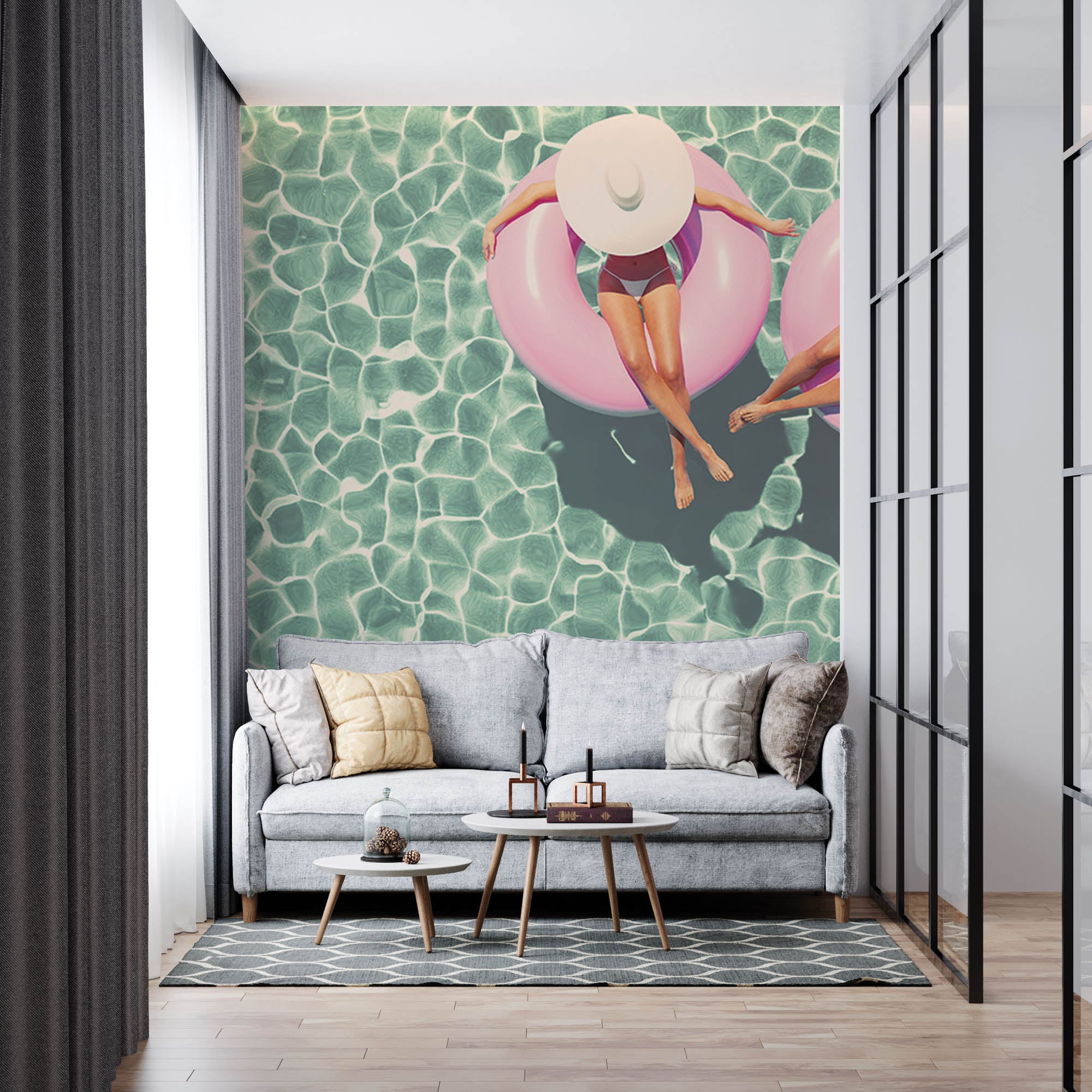 Retro zwembad - LW00442 Fotobehang