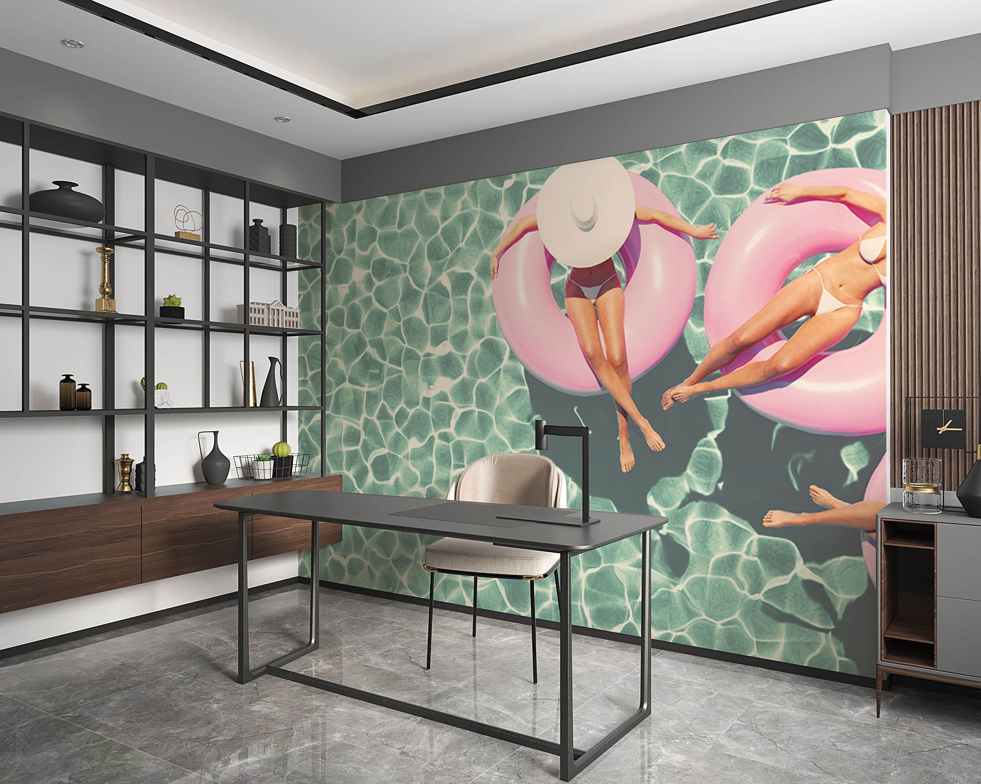 Retro zwembad - LW00442 Fotobehang