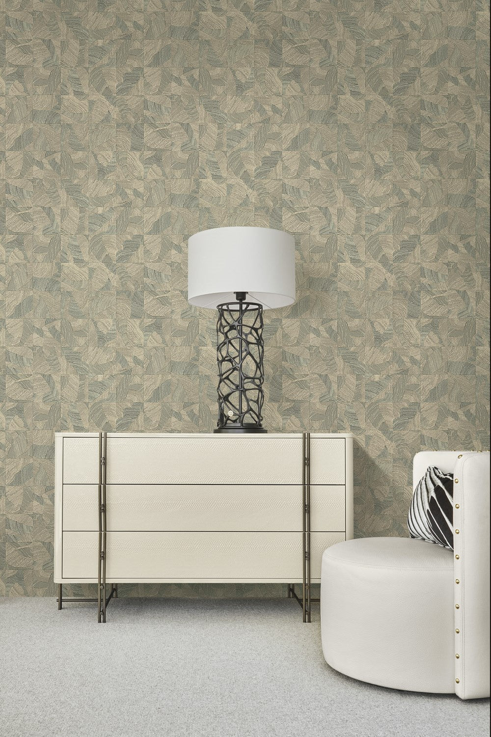 Roberto Cavalli 9 - Blok Groen/Beige - 21067 Behang