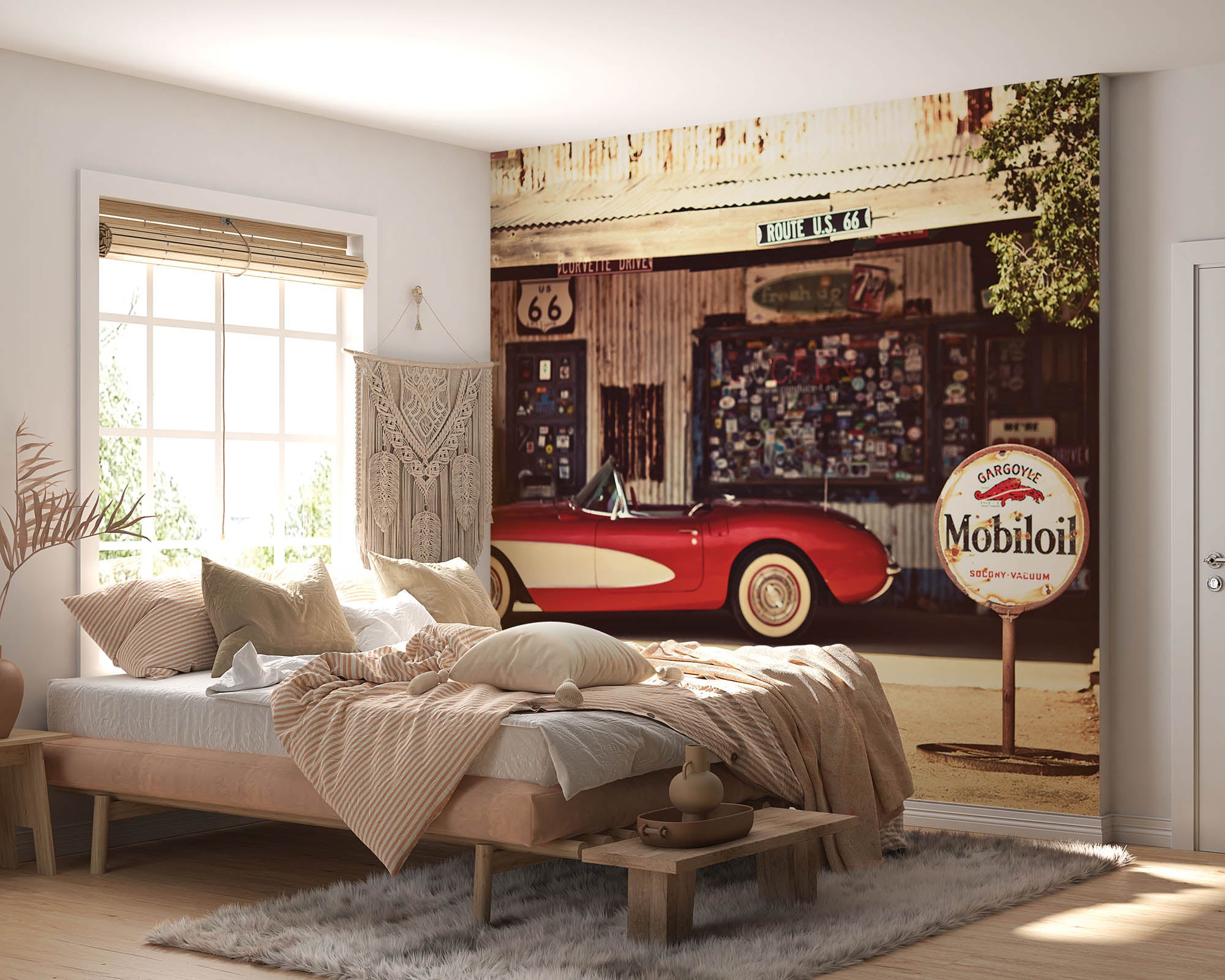 Rode Chevrolet Corvette - LW00408 Fotobehang