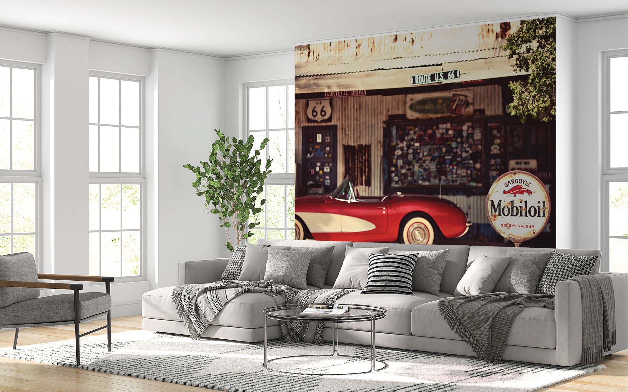 Rode Chevrolet Corvette - LW00408 Fotobehang