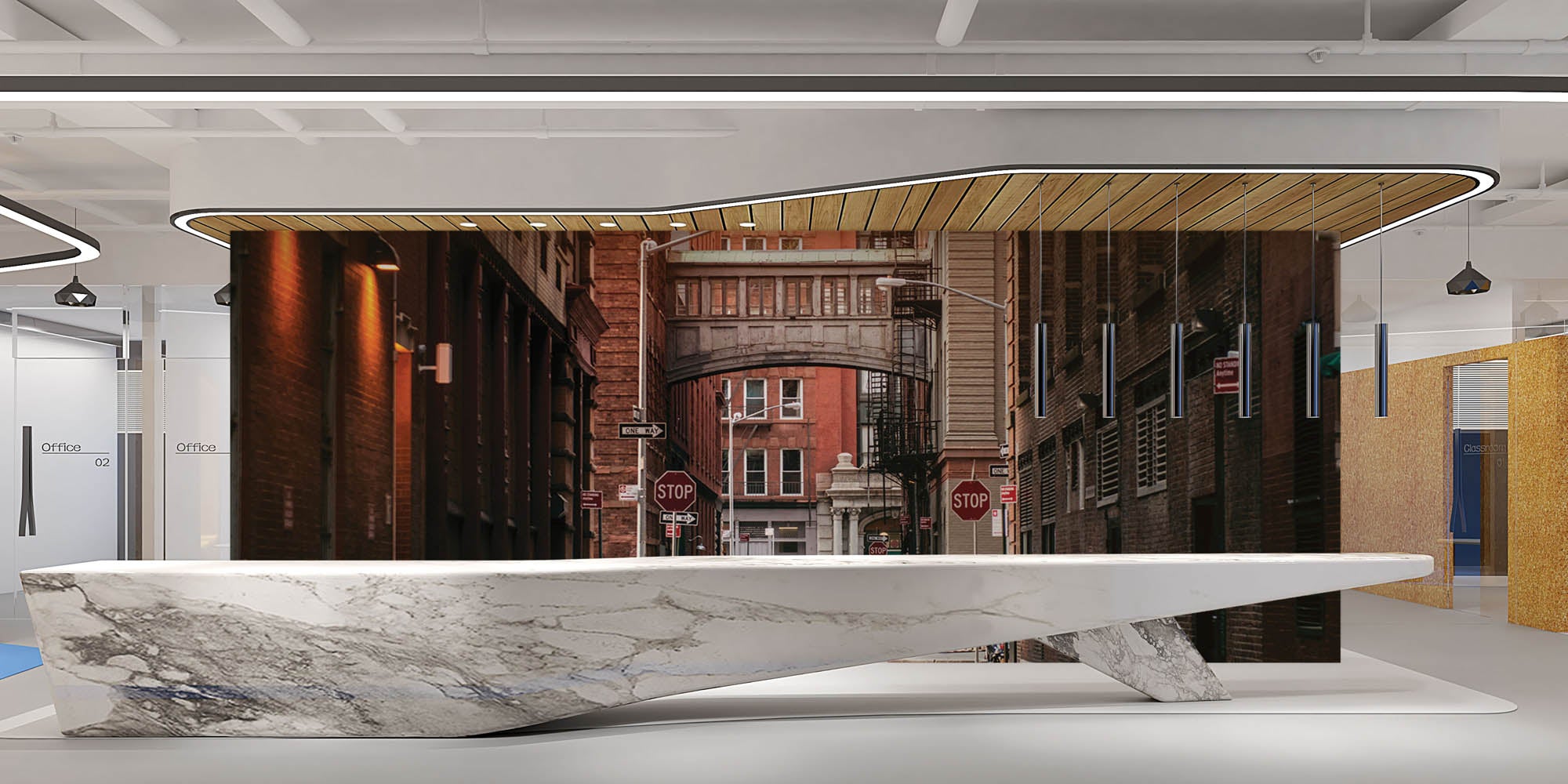 Rode gebouwen New York - LW00334 Fotobehang