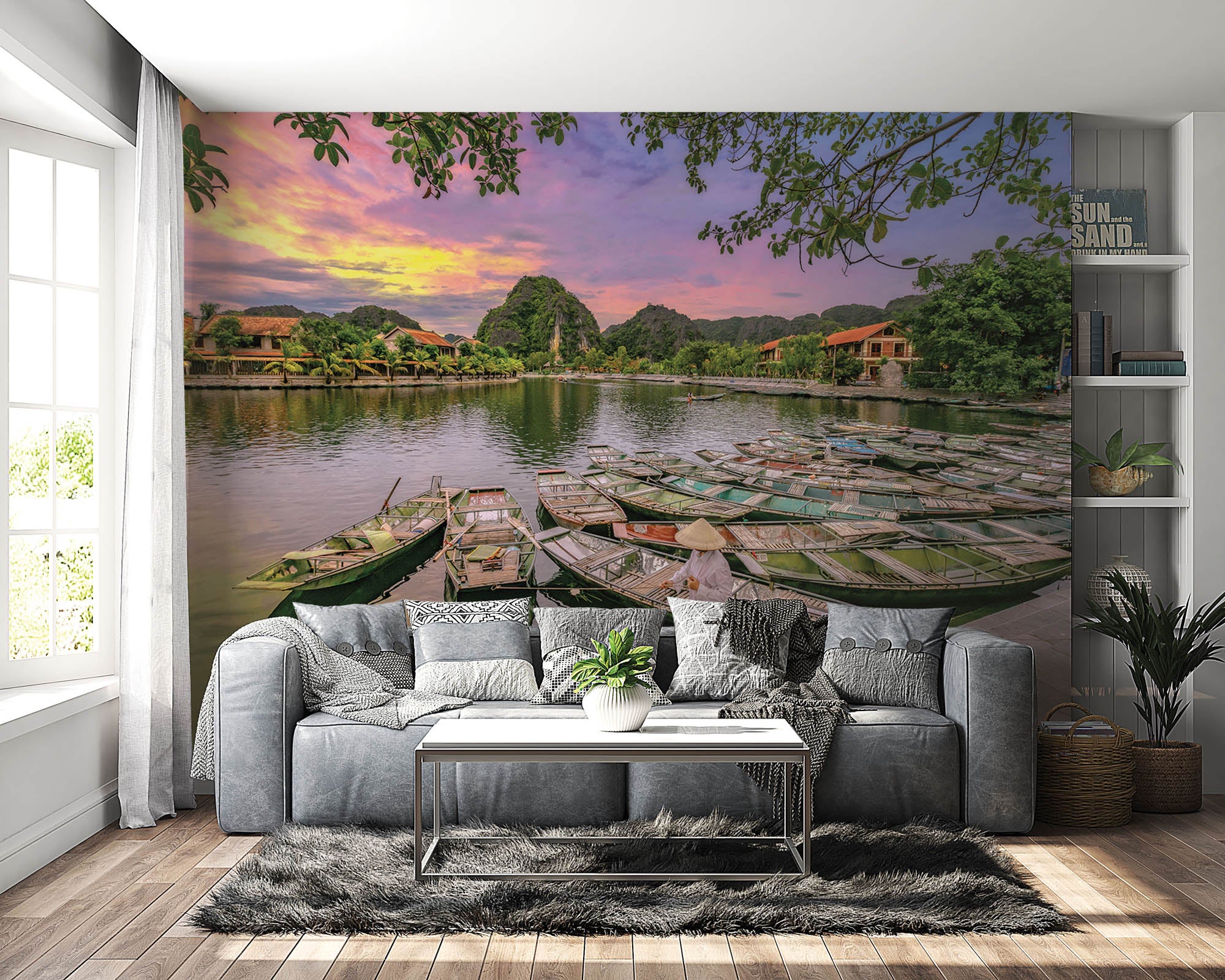 Roeiboot Vietnam - LW00079 Fotobehang