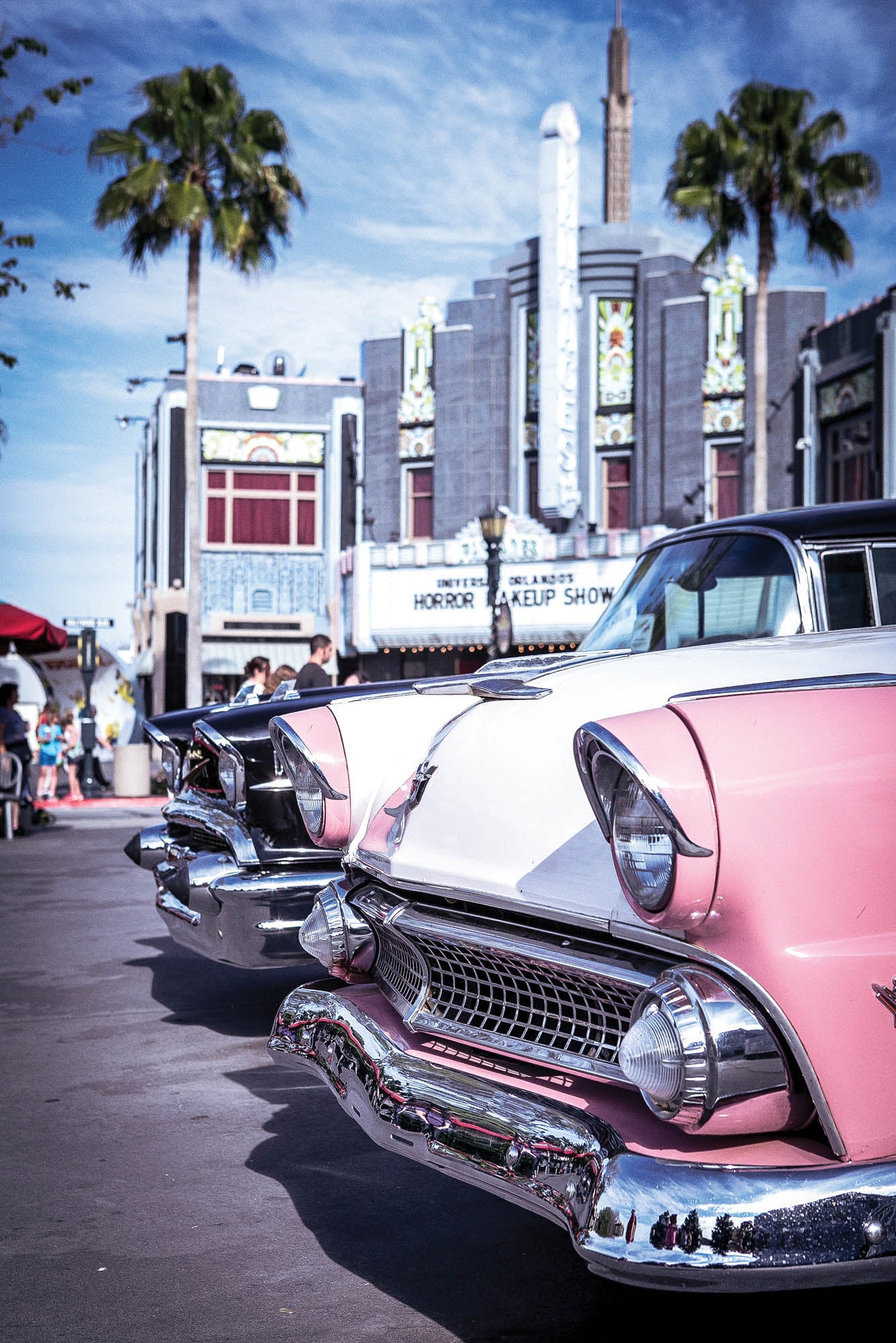 Roze vintage auto's - LW00430 Fotobehang