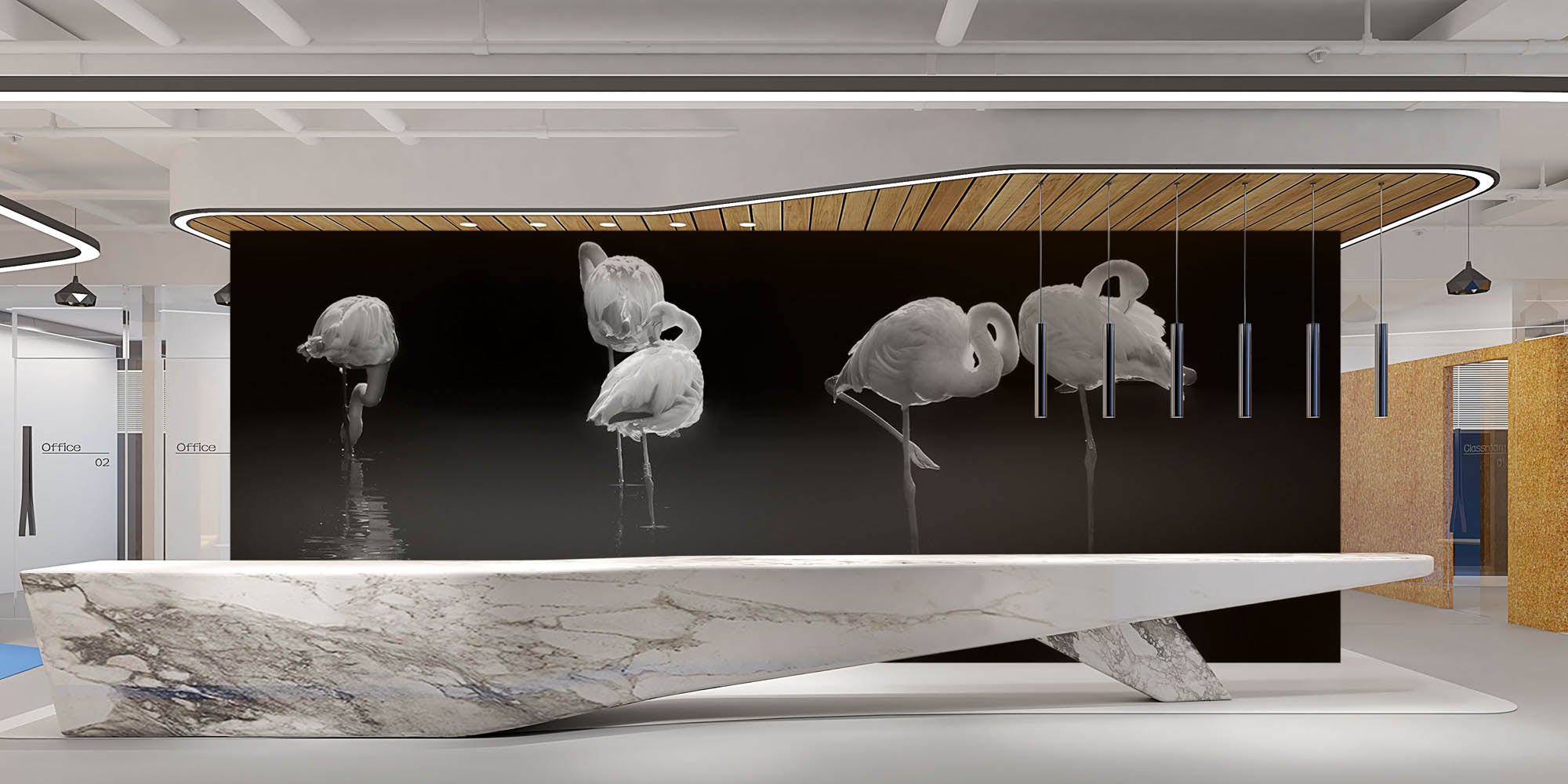 Slapende flamingo's - LW00241 Fotobehang