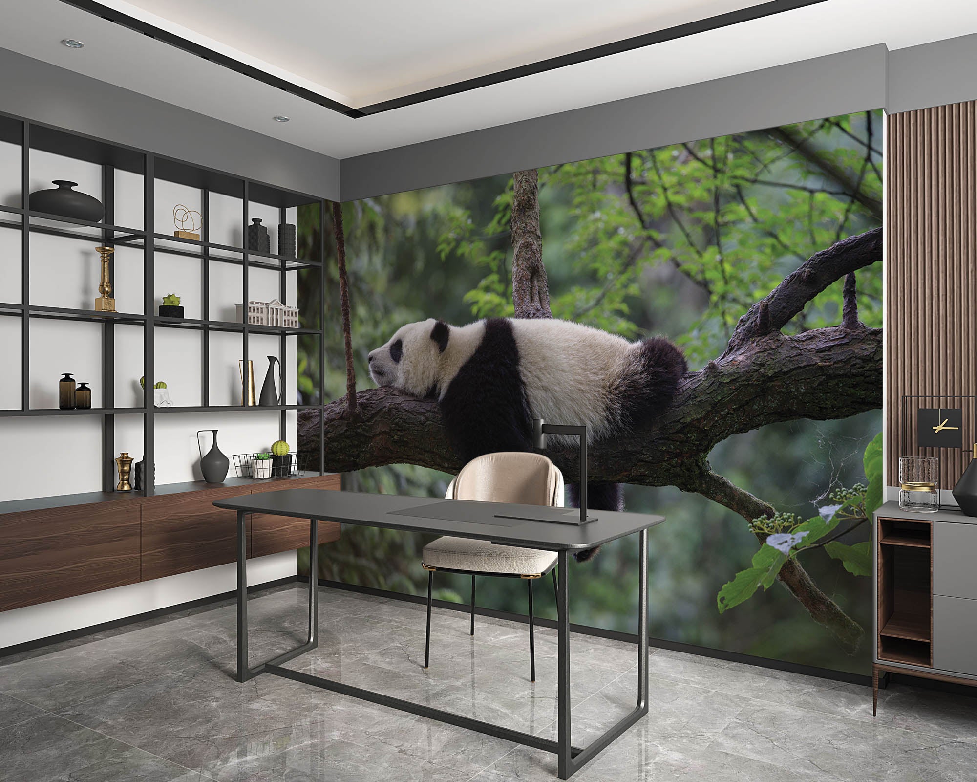 Slapende panda op tak - LW00182 Fotobehang