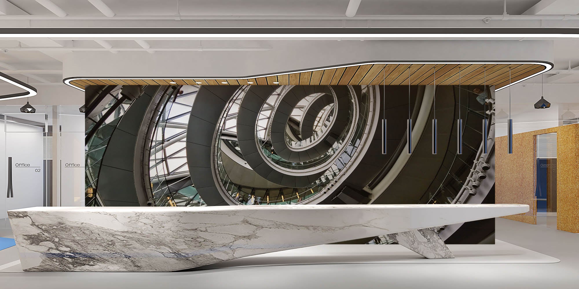 Spiraal trap, city hall, London - LW00002 Fotobehang