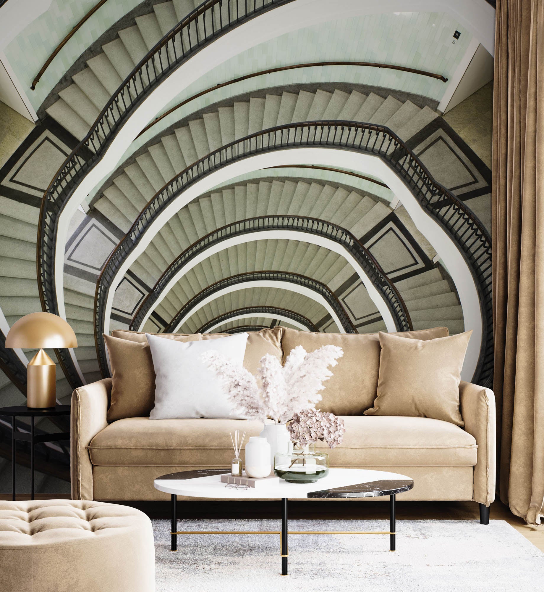 Spiraaltrap in kantoorgebouw - LW00015 Fotobehang