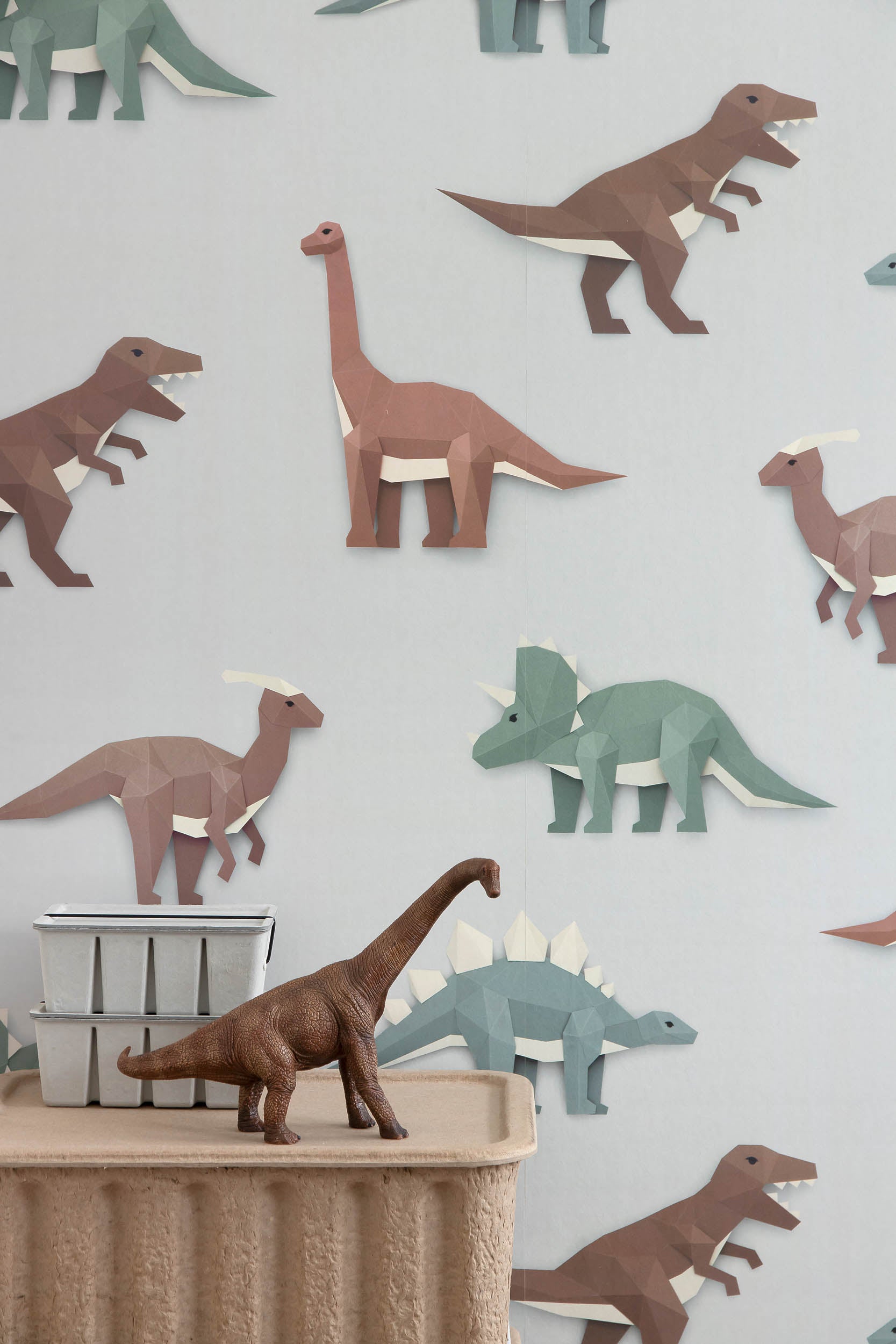 Studio Ditte Dinosaurus Lichtgrijs Behang