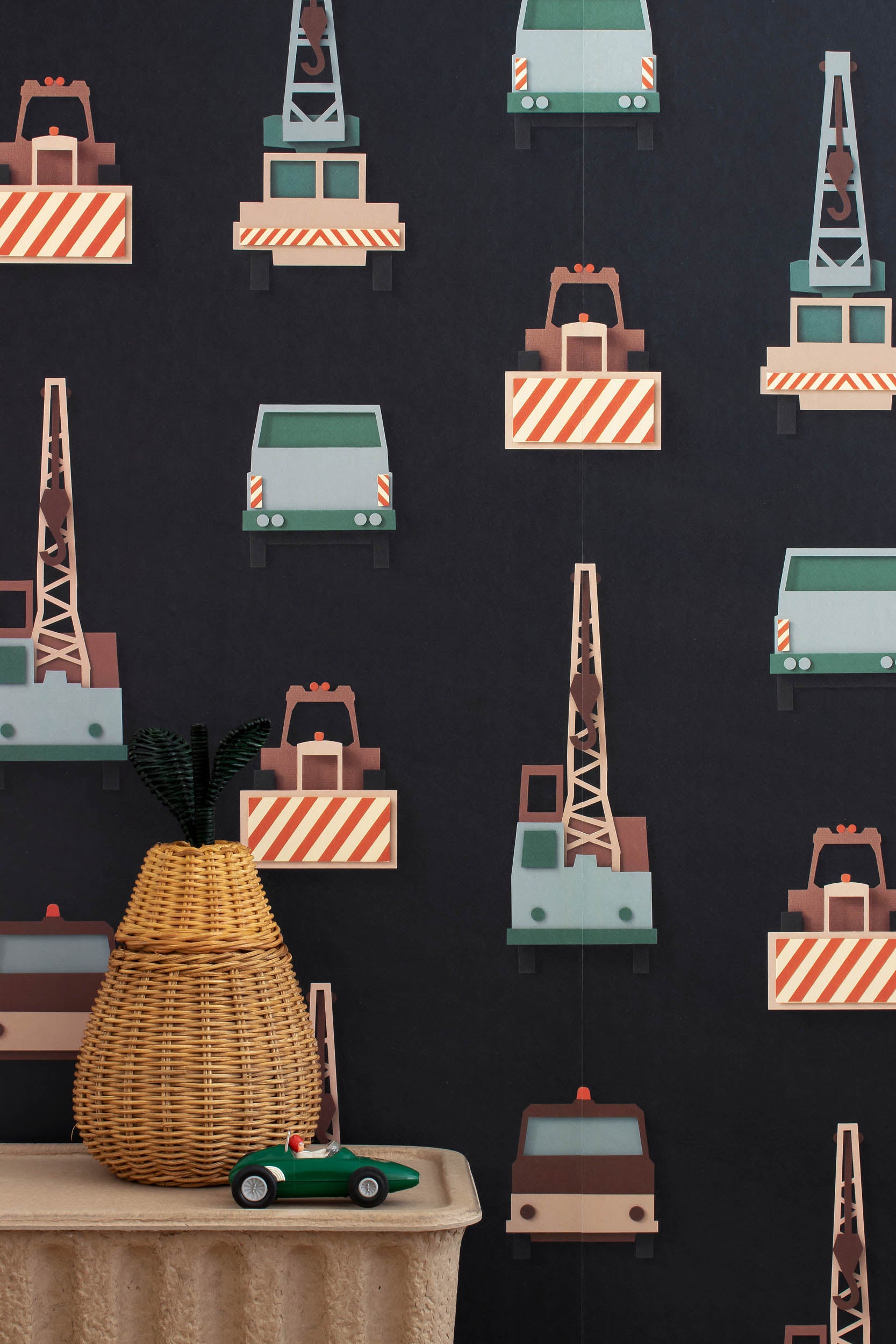 Studio Ditte Kraanwagen Donker Behang