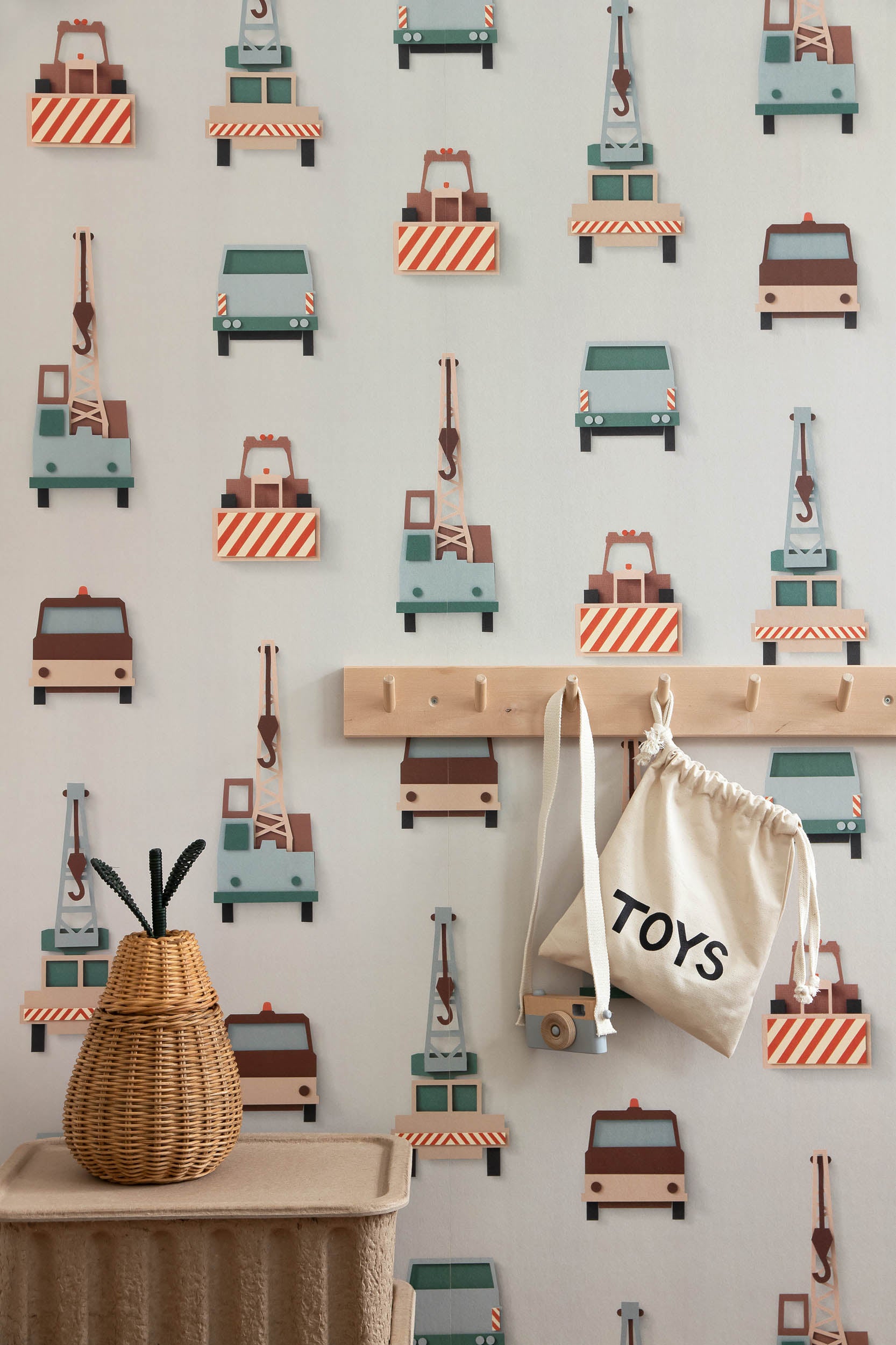 Studio Ditte Kraanwagen Lichtgrijs Behang