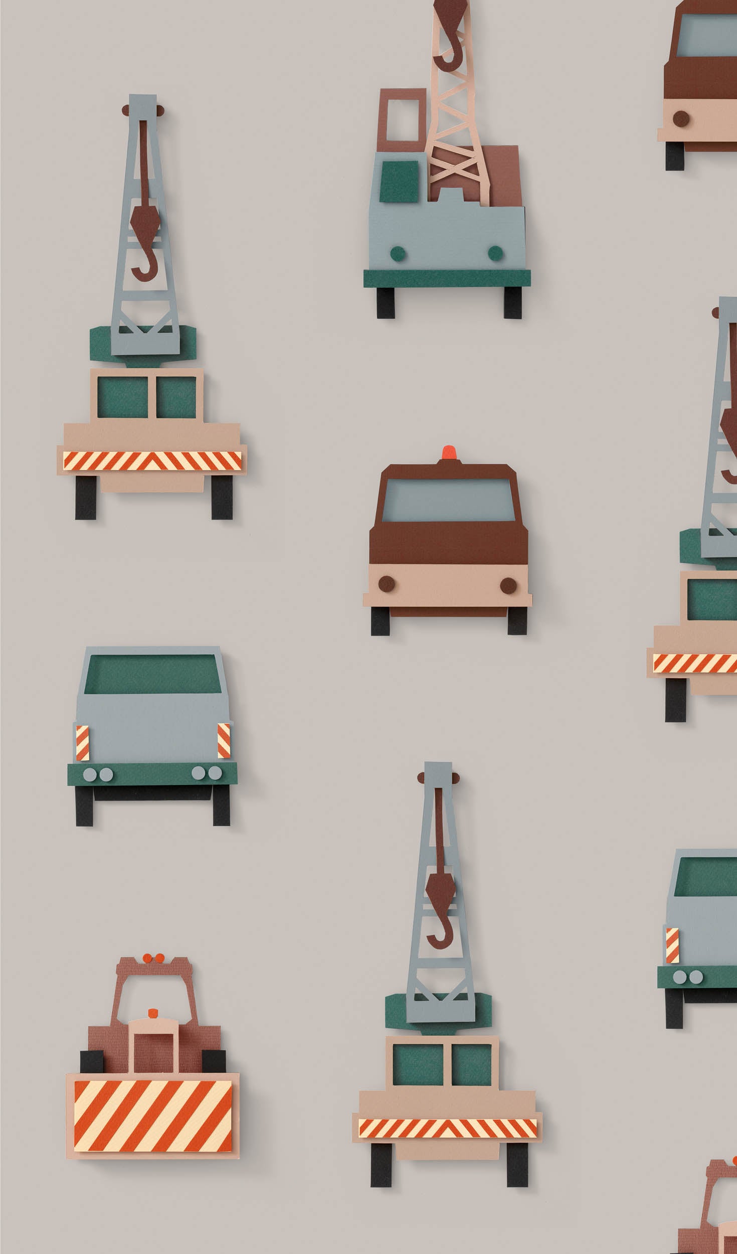 Studio Ditte Kraanwagen Lichtgrijs Behang