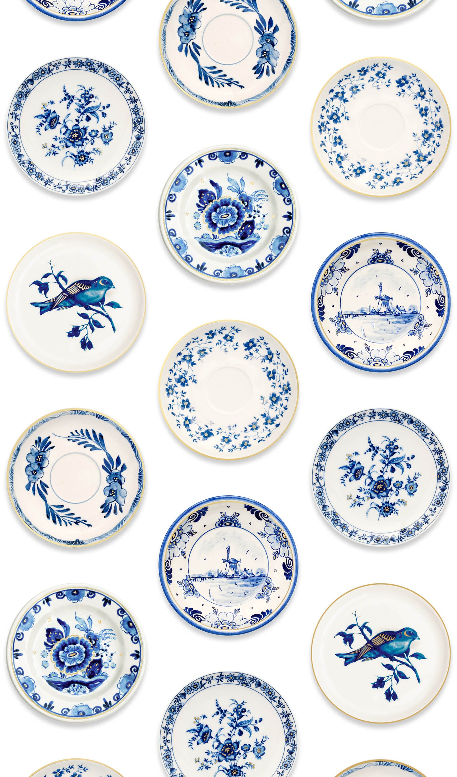Studio Ditte Porselein Blauw & Goud (Versie 2024) Behang