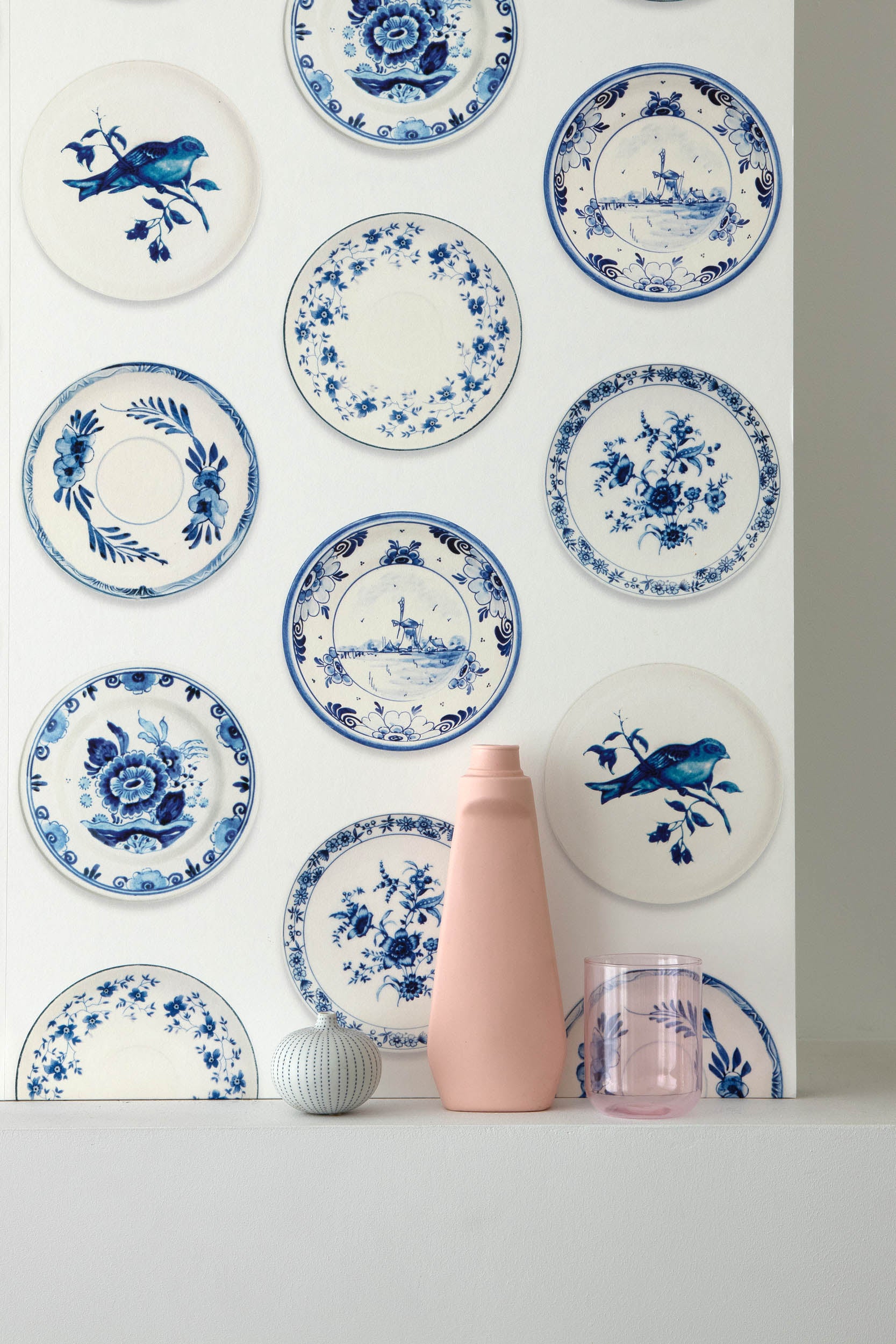 Studio Ditte Porselein Blauw (Versie 2024) Behang