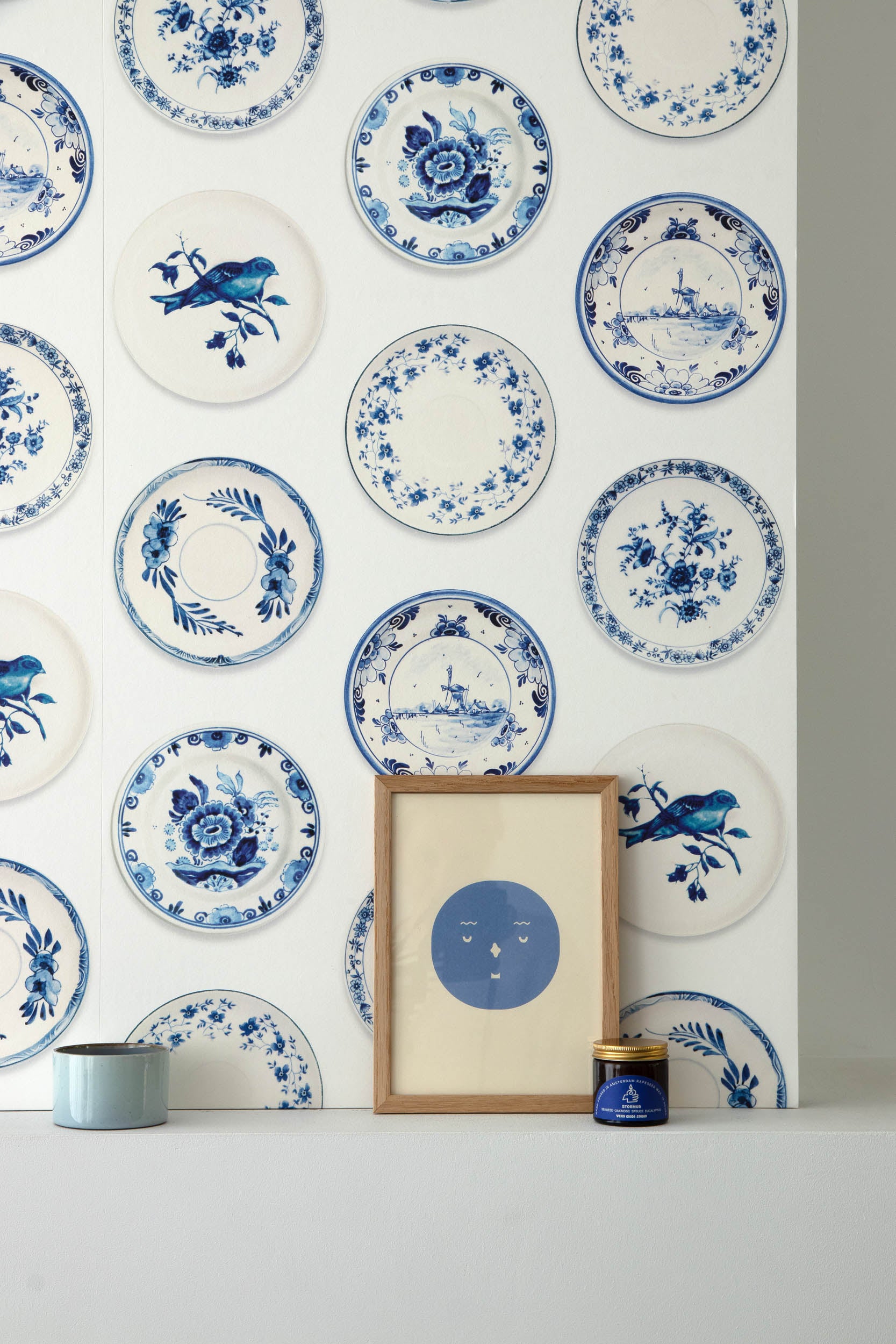 Studio Ditte Porselein Blauw (Versie 2024) Behang