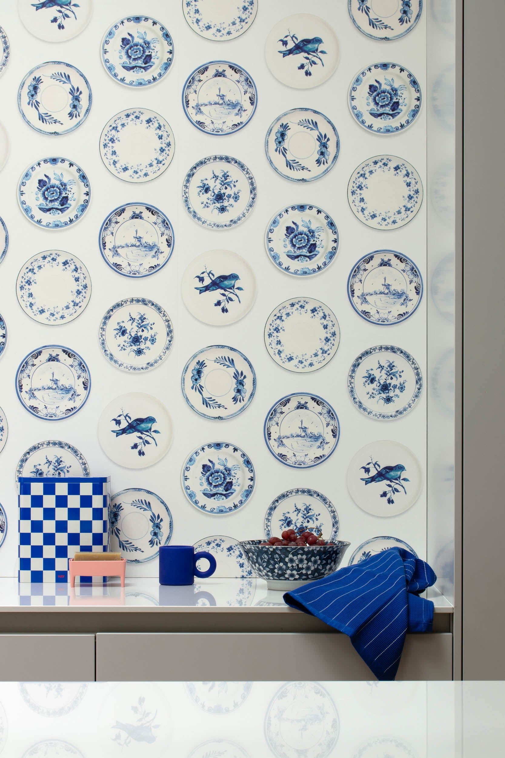 Studio Ditte Porselein Blauw (Versie 2024) Behang