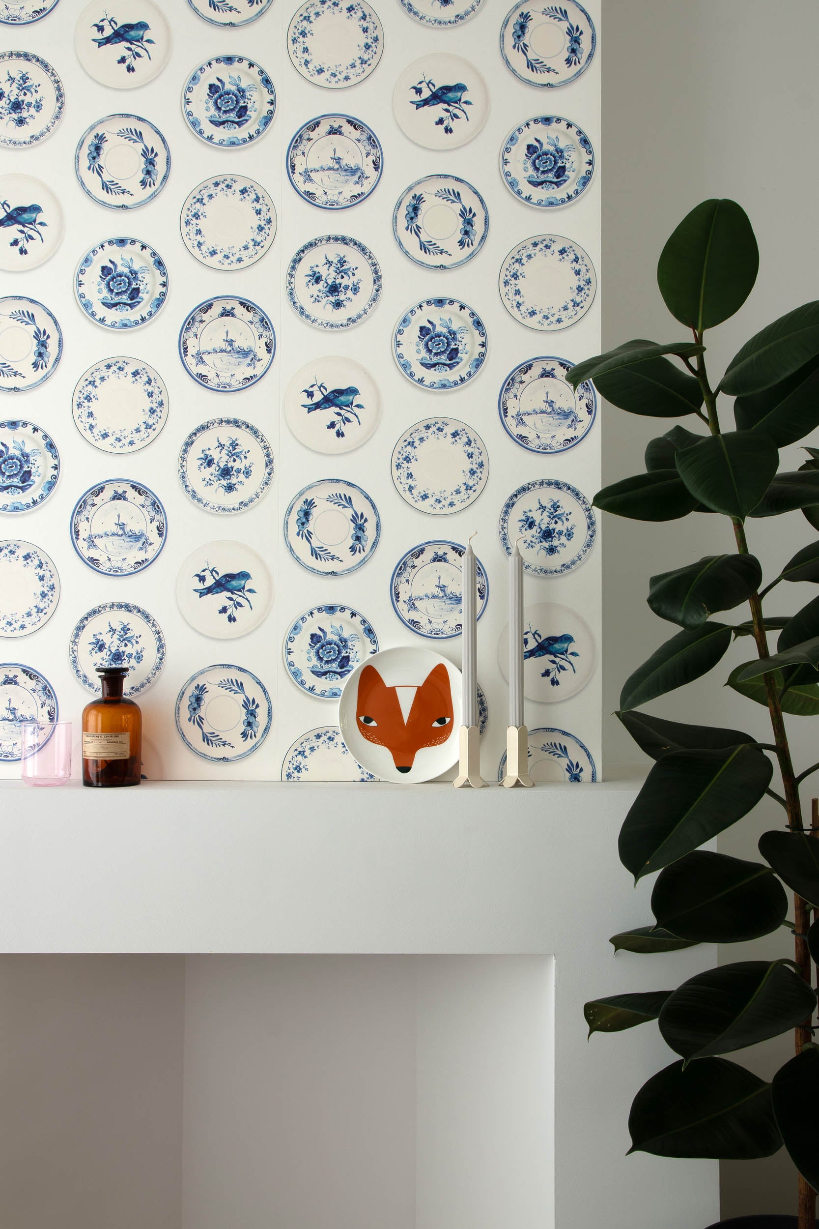 Studio Ditte Porselein Blauwe Borden Behang