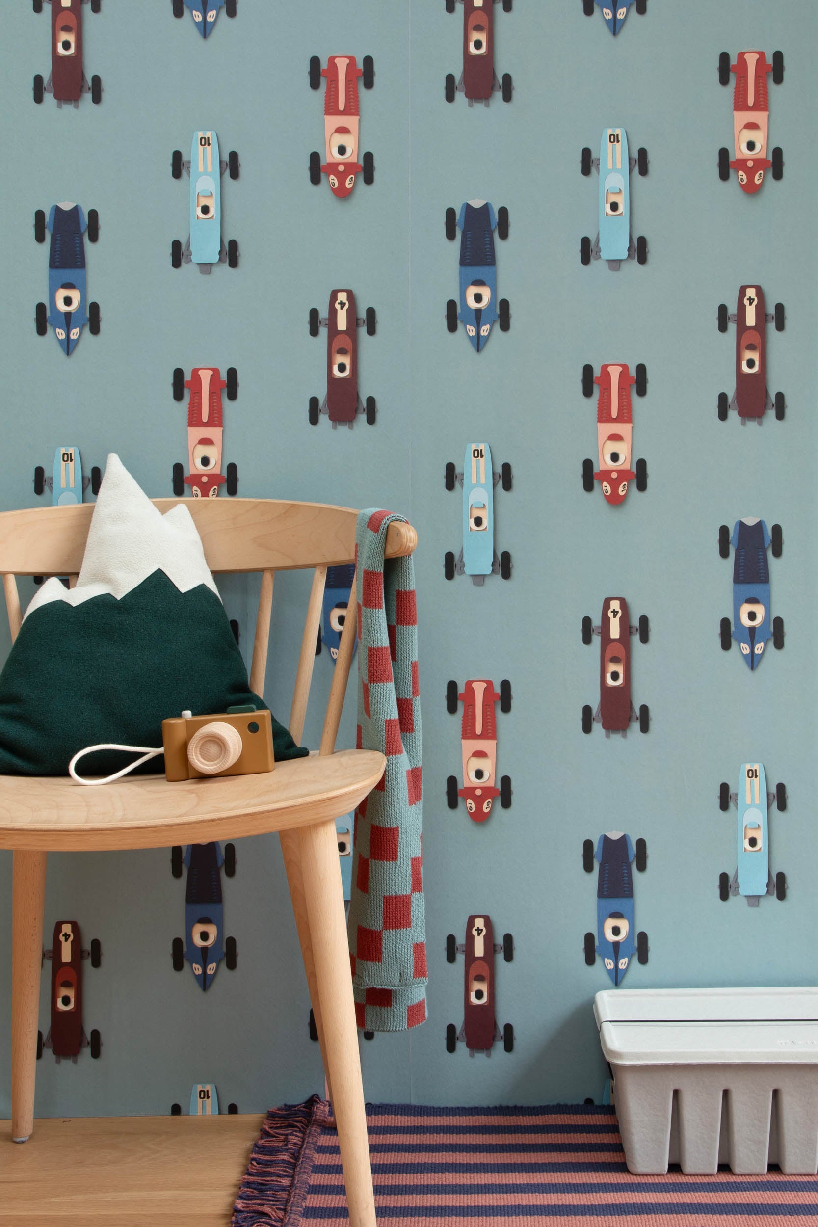 Studio Ditte Raceauto Blauw Behang