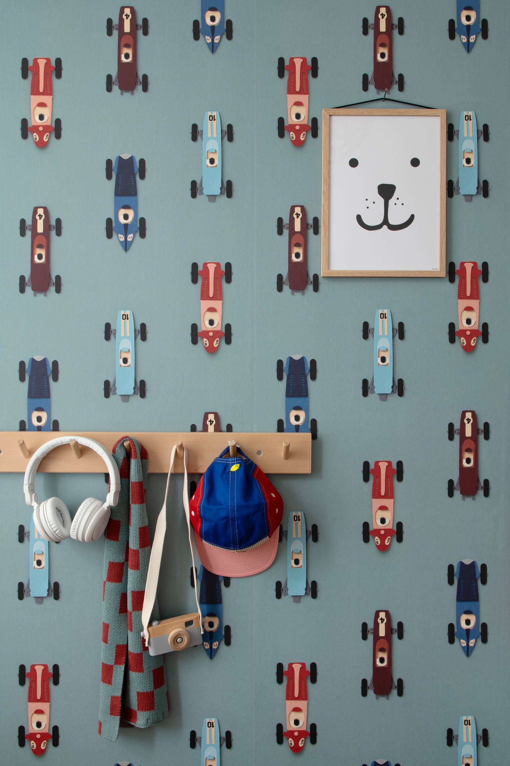 Studio Ditte Raceauto Blauw Behang