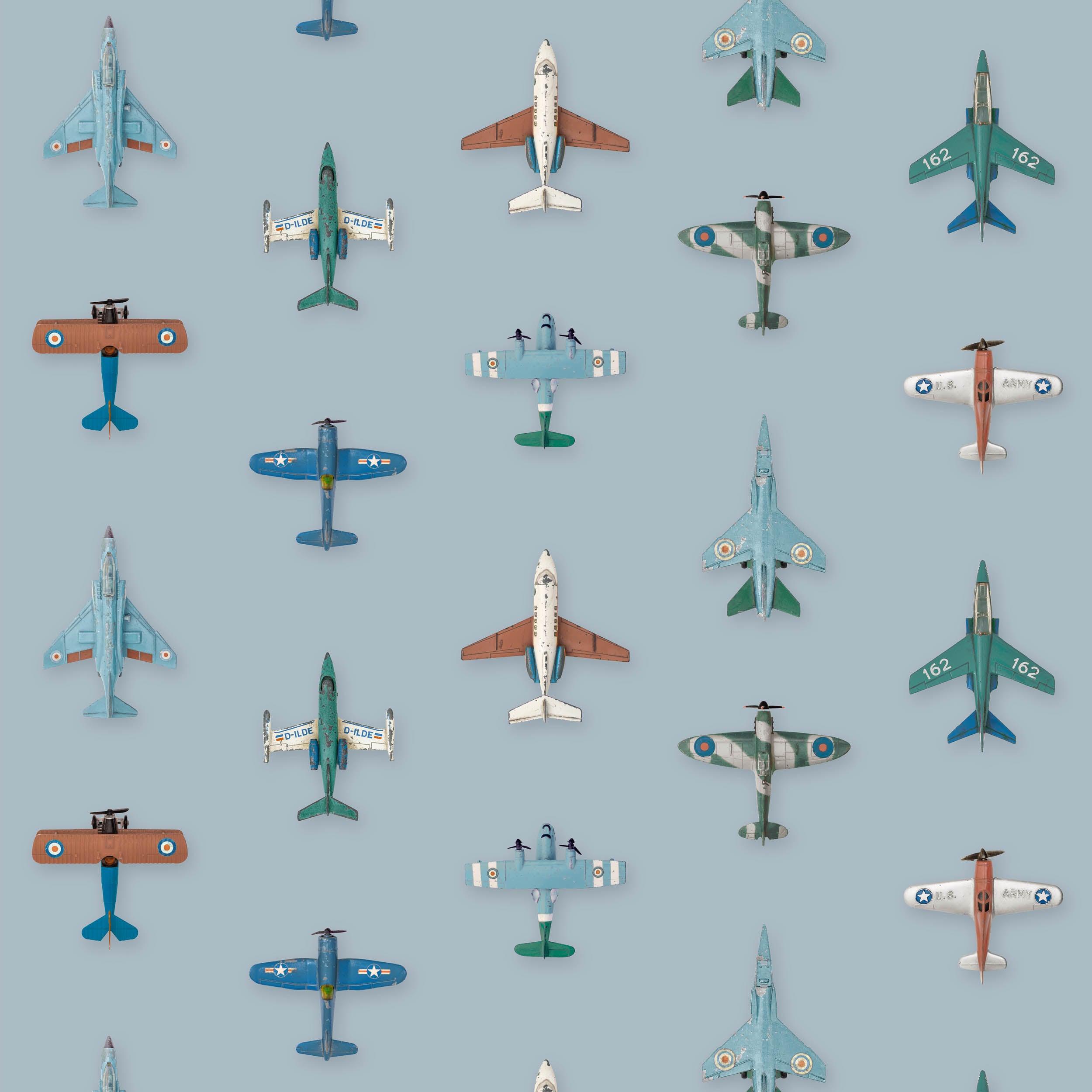 Studio Ditte Vliegtuigjes Lichtblauw Behang