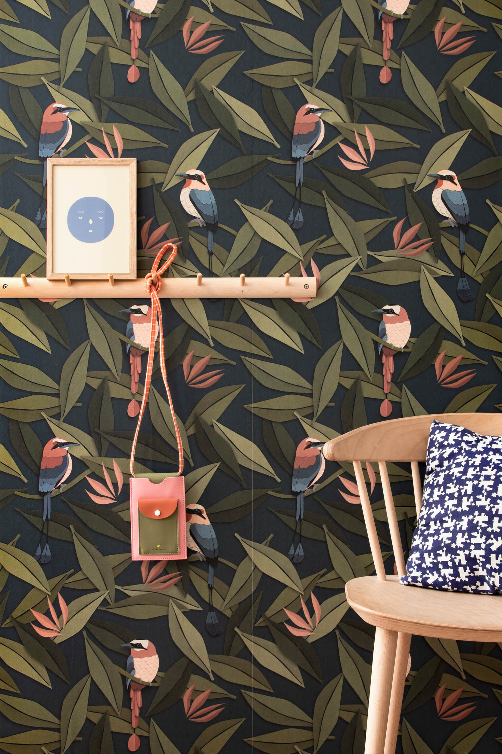 Studio Ditte Vogel Blauw Behang