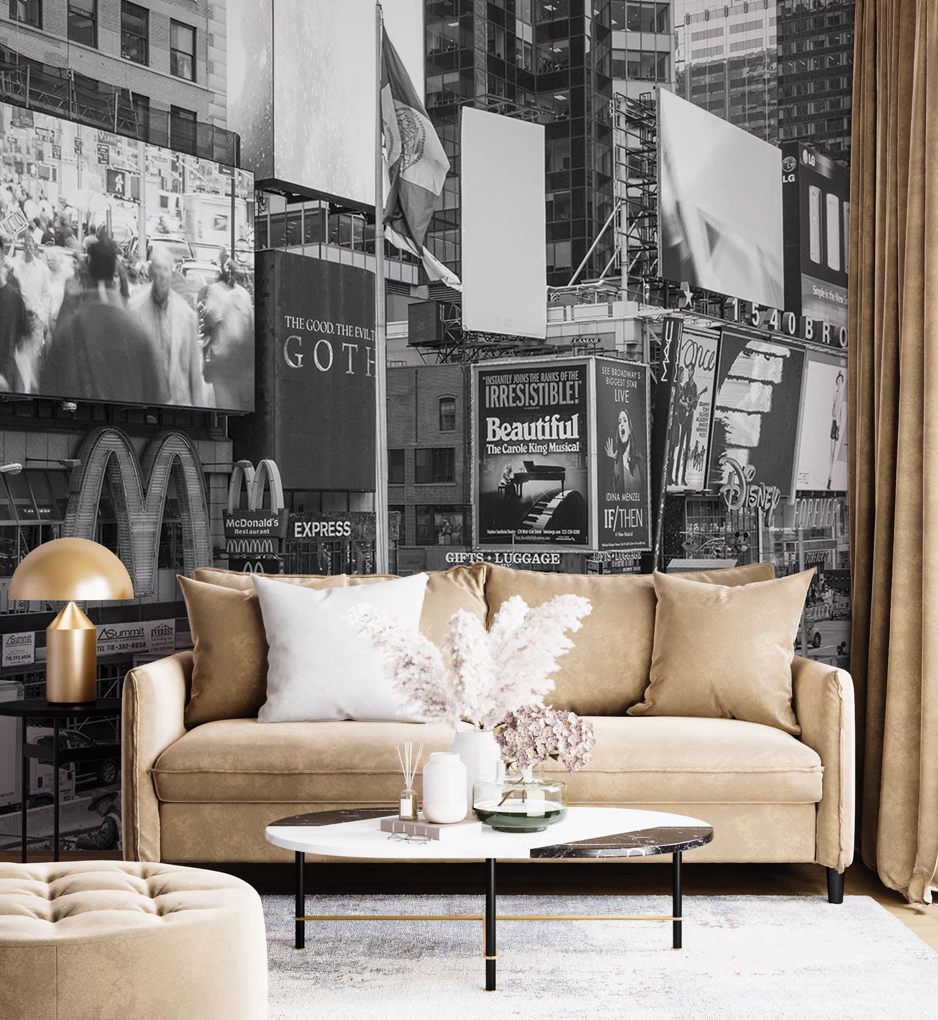 Time Square in zwart-wit - LW00318 Fotobehang