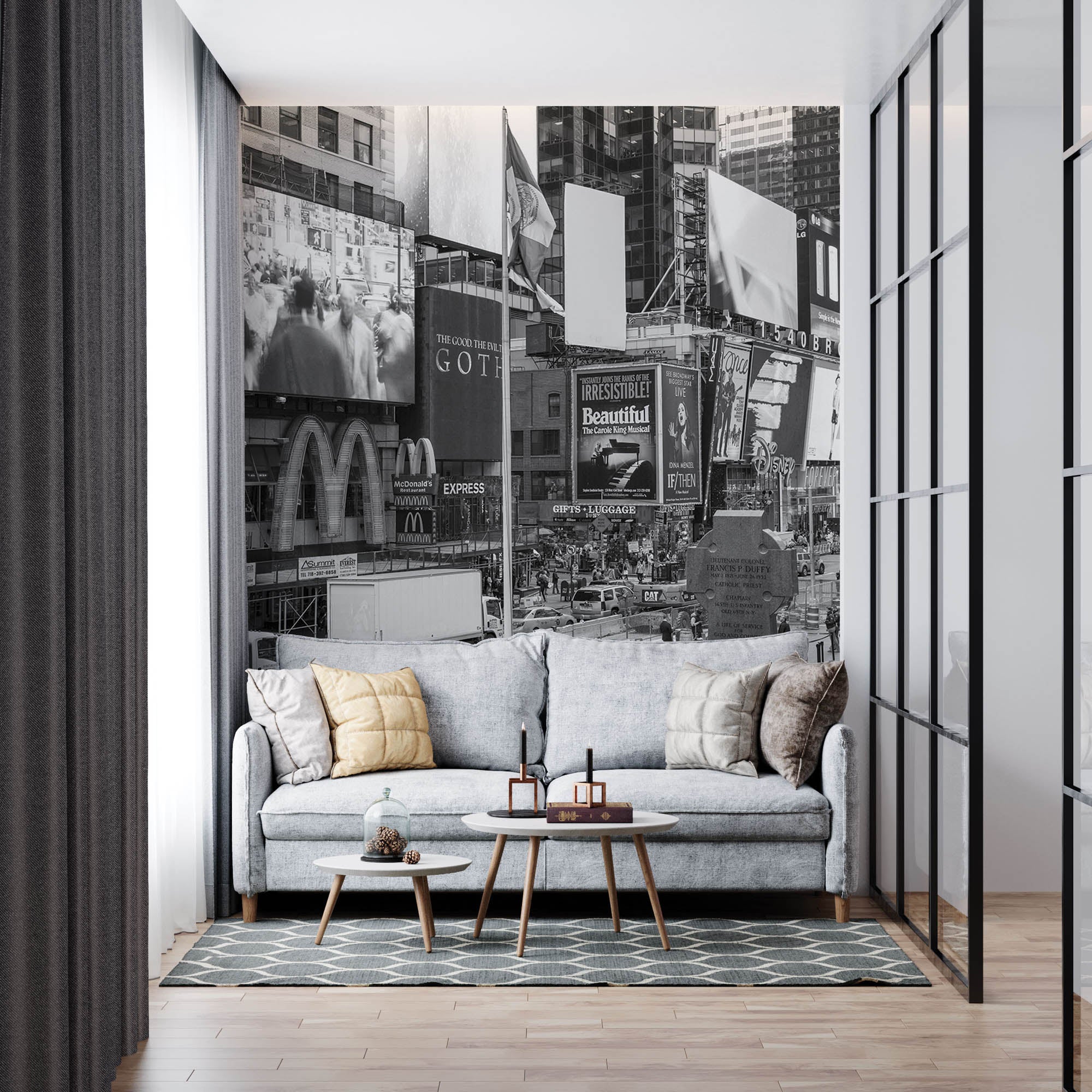 Time Square in zwart-wit - LW00318 Fotobehang