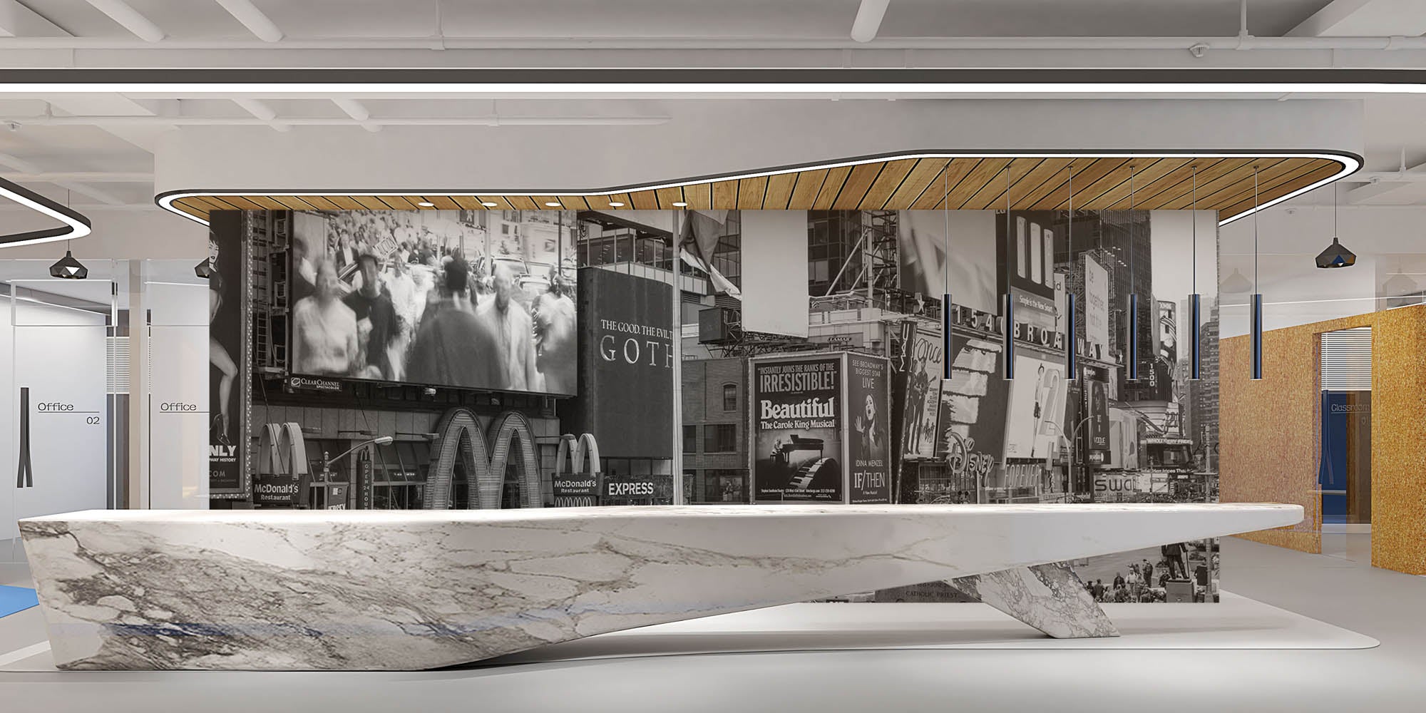 Time Square in zwart-wit - LW00318 Fotobehang