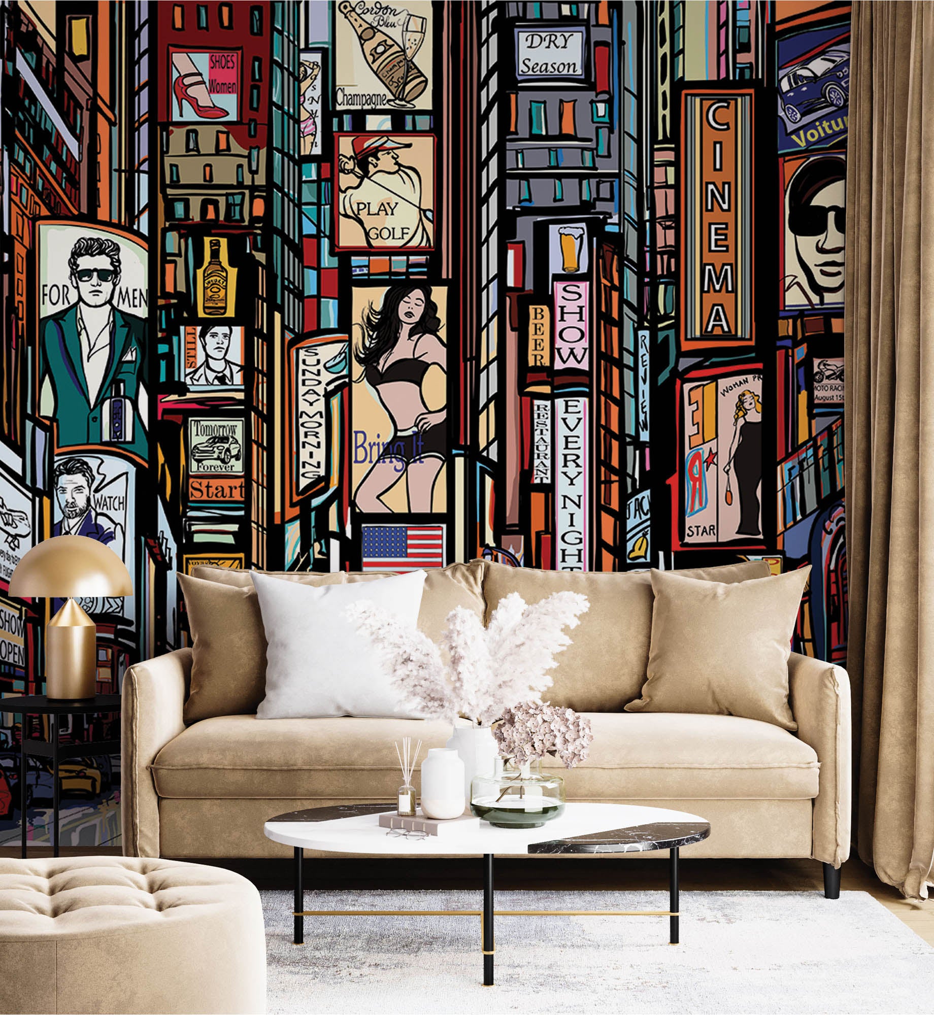 Times Square getekend - LW00301 Fotobehang