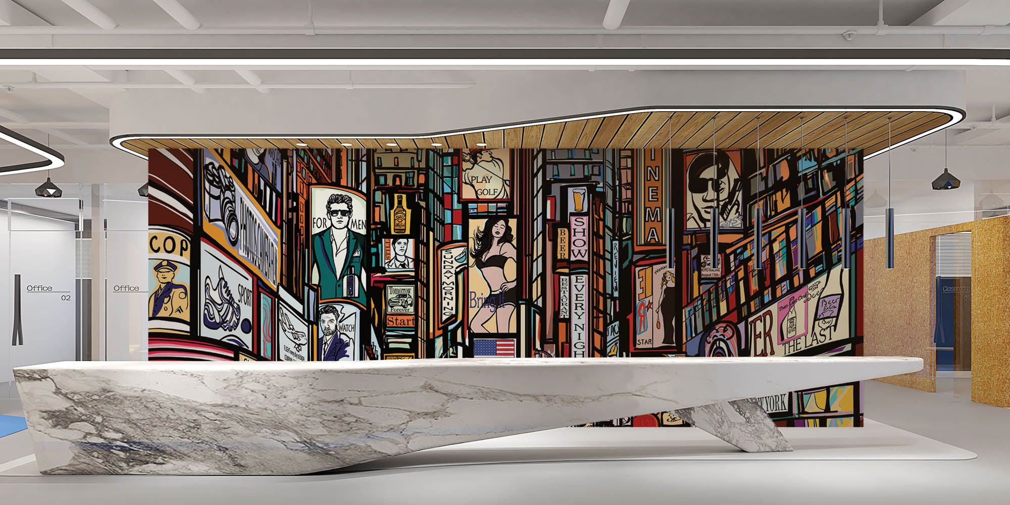 Times Square getekend - LW00301 Fotobehang