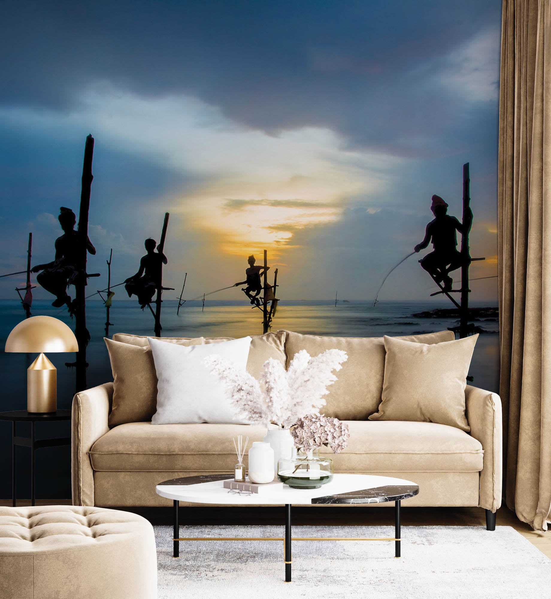 Traditionele vissers Sri Lanka - LW00089 Fotobehang