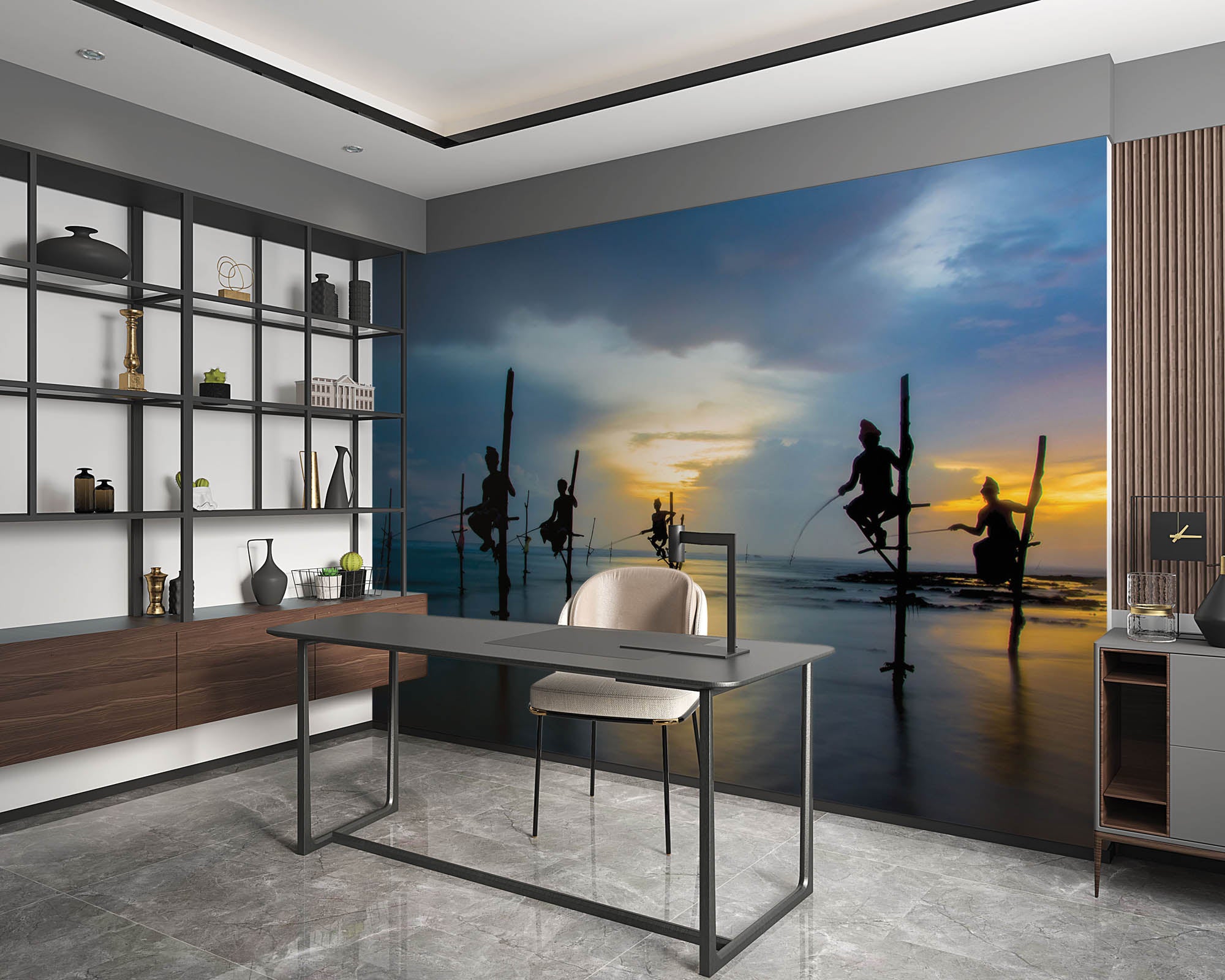 Traditionele vissers Sri Lanka - LW00089 Fotobehang