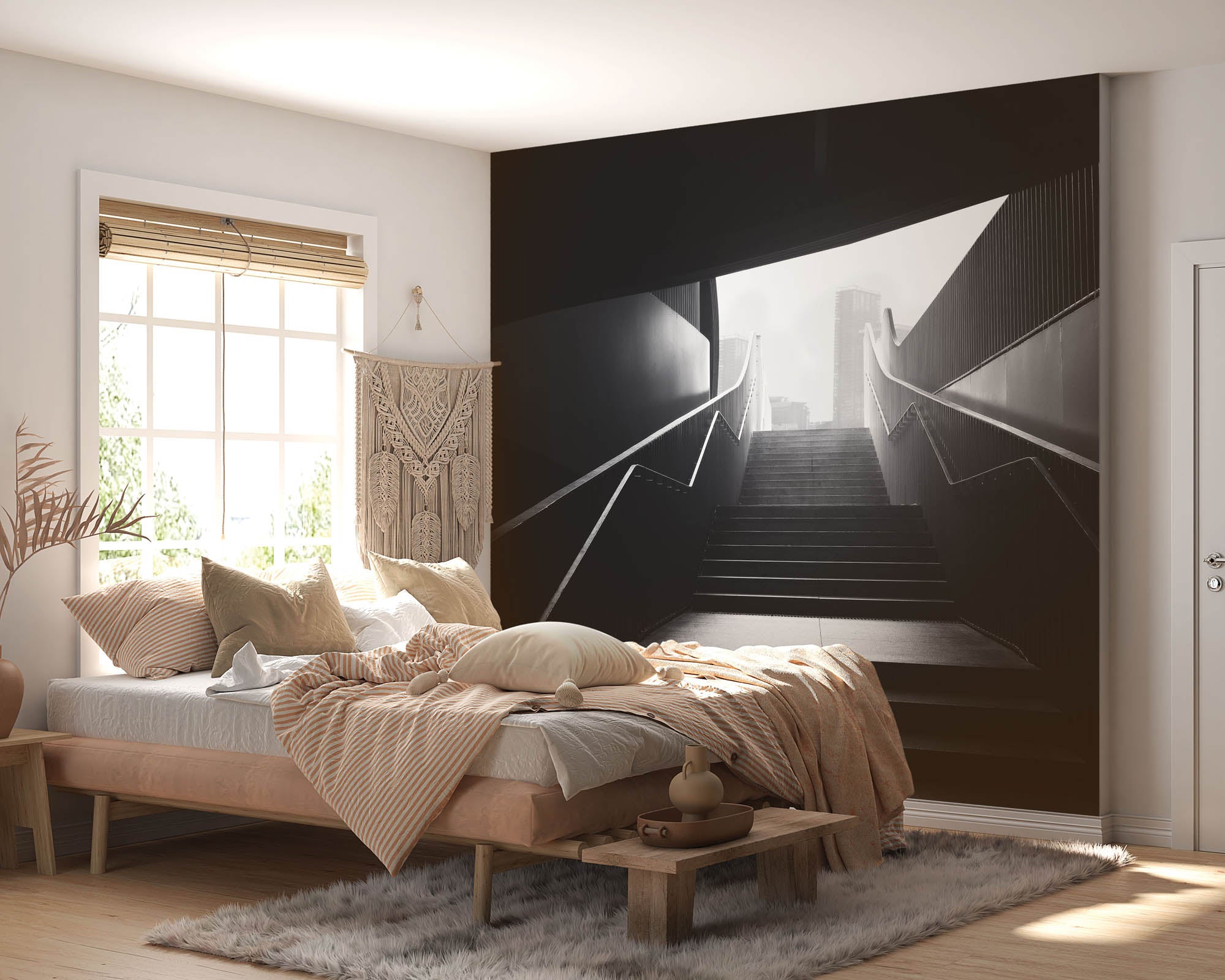 Trap in stad - LW00029 Fotobehang