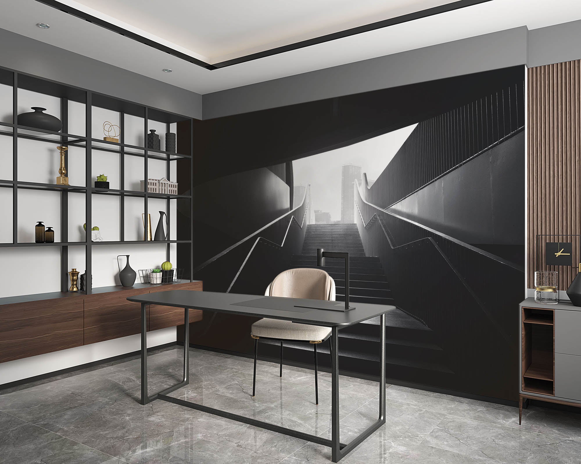 Trap in stad - LW00029 Fotobehang