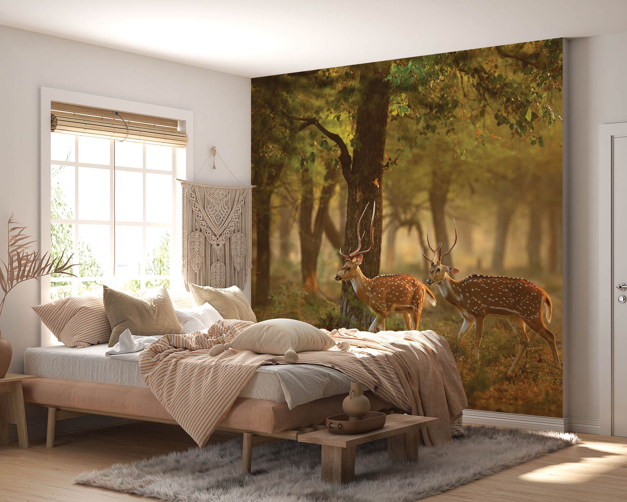 Twee herten in natuurlijke omgeving - LW00187 Fotobehang