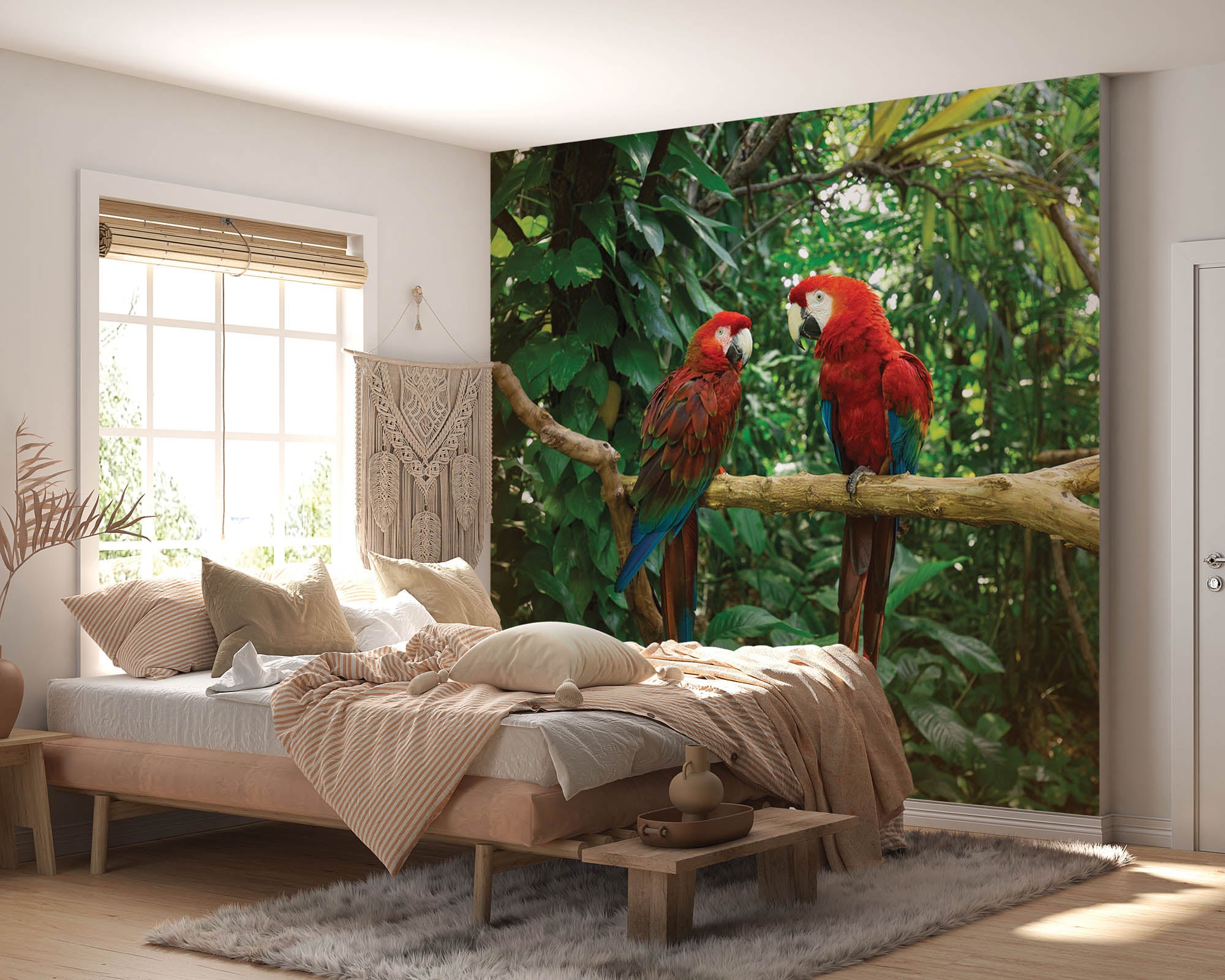 Twee papegaaien op tak - LW00174 Fotobehang