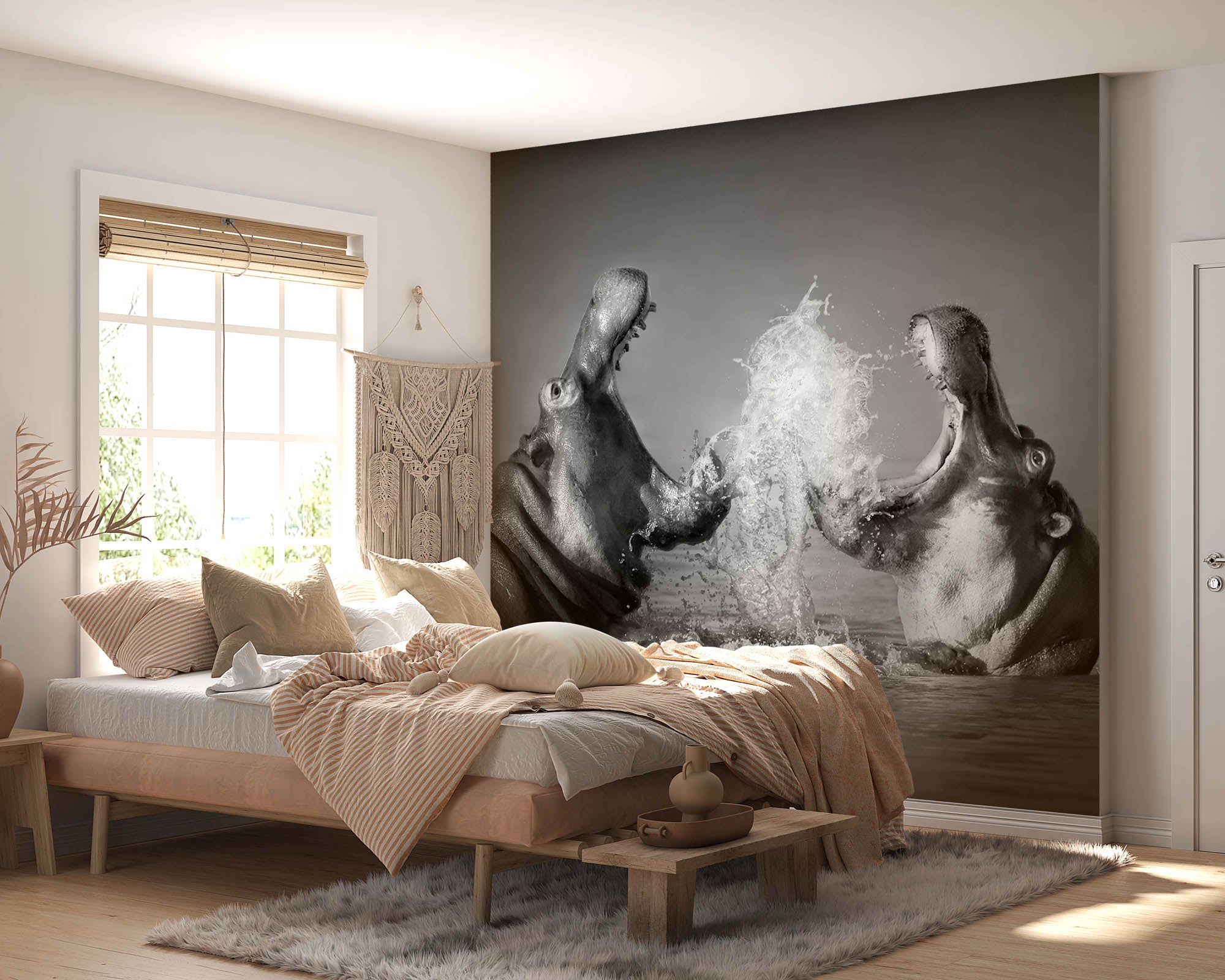 Vechtende nijlpaarden - LW00201 Fotobehang