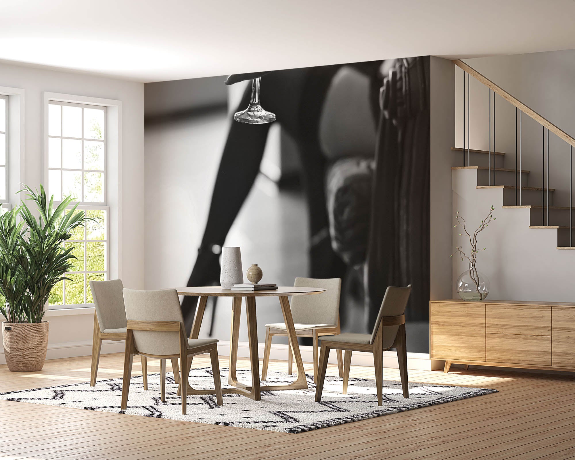 Verleidelijke pose vrouw met champagne glas - LW00417 Fotobehang