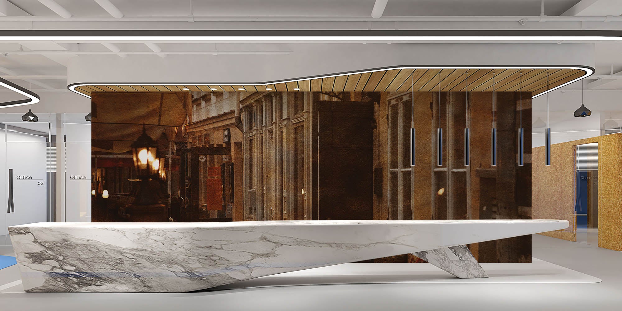 Vintage foto van een straat - LW00350 Fotobehang