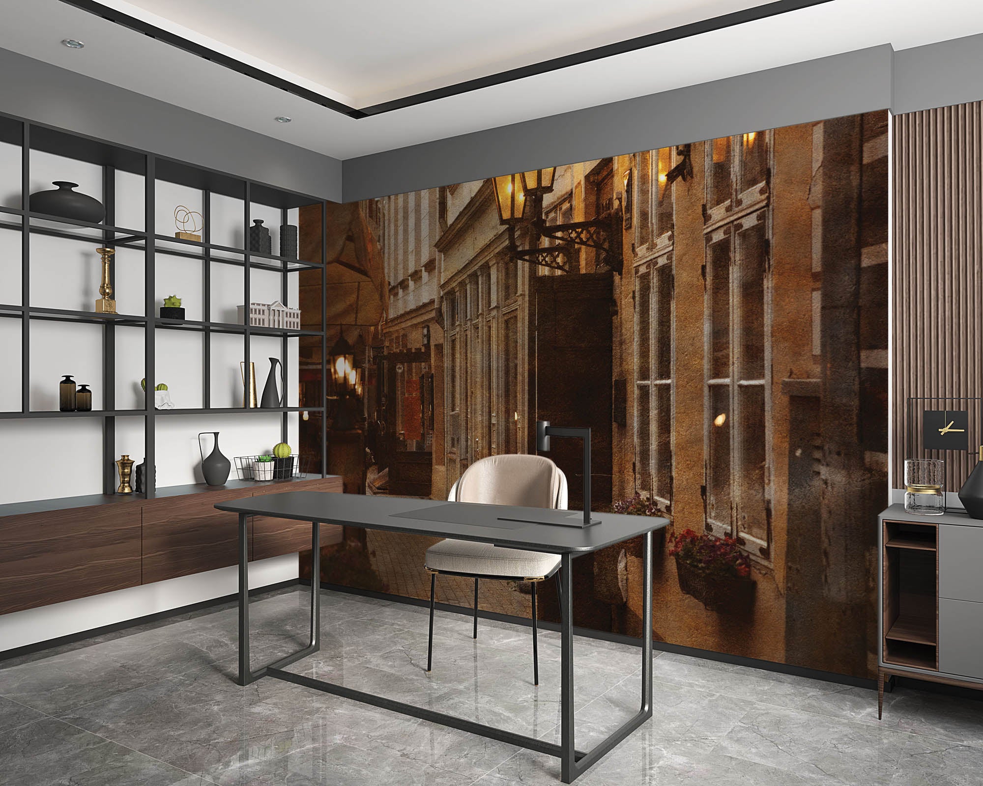 Vintage foto van een straat - LW00350 Fotobehang