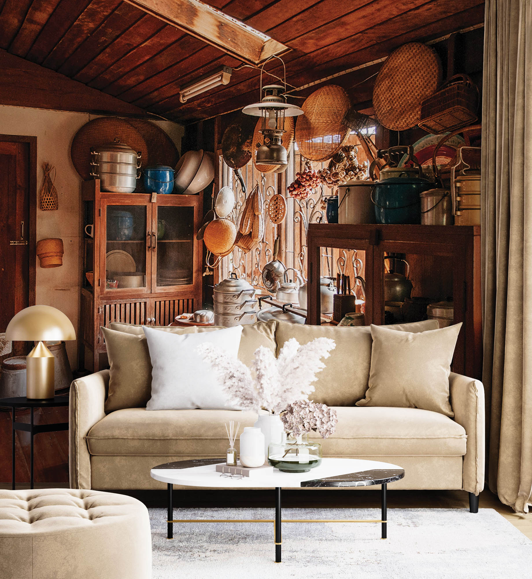 Vintage oude keuken - LW00093 Fotobehang