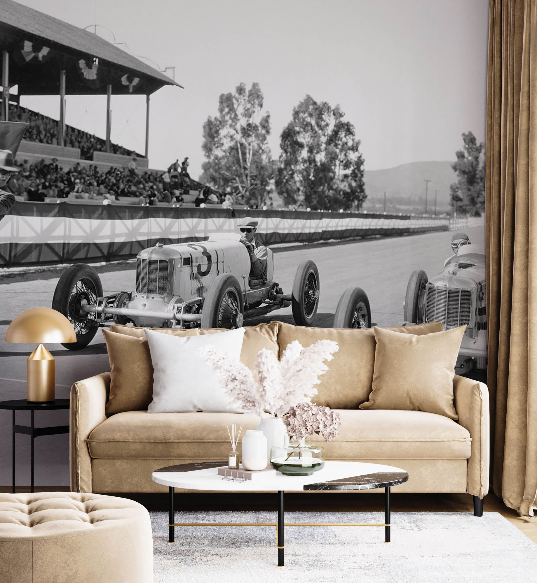 Vintage race auto's - LW00397 Fotobehang