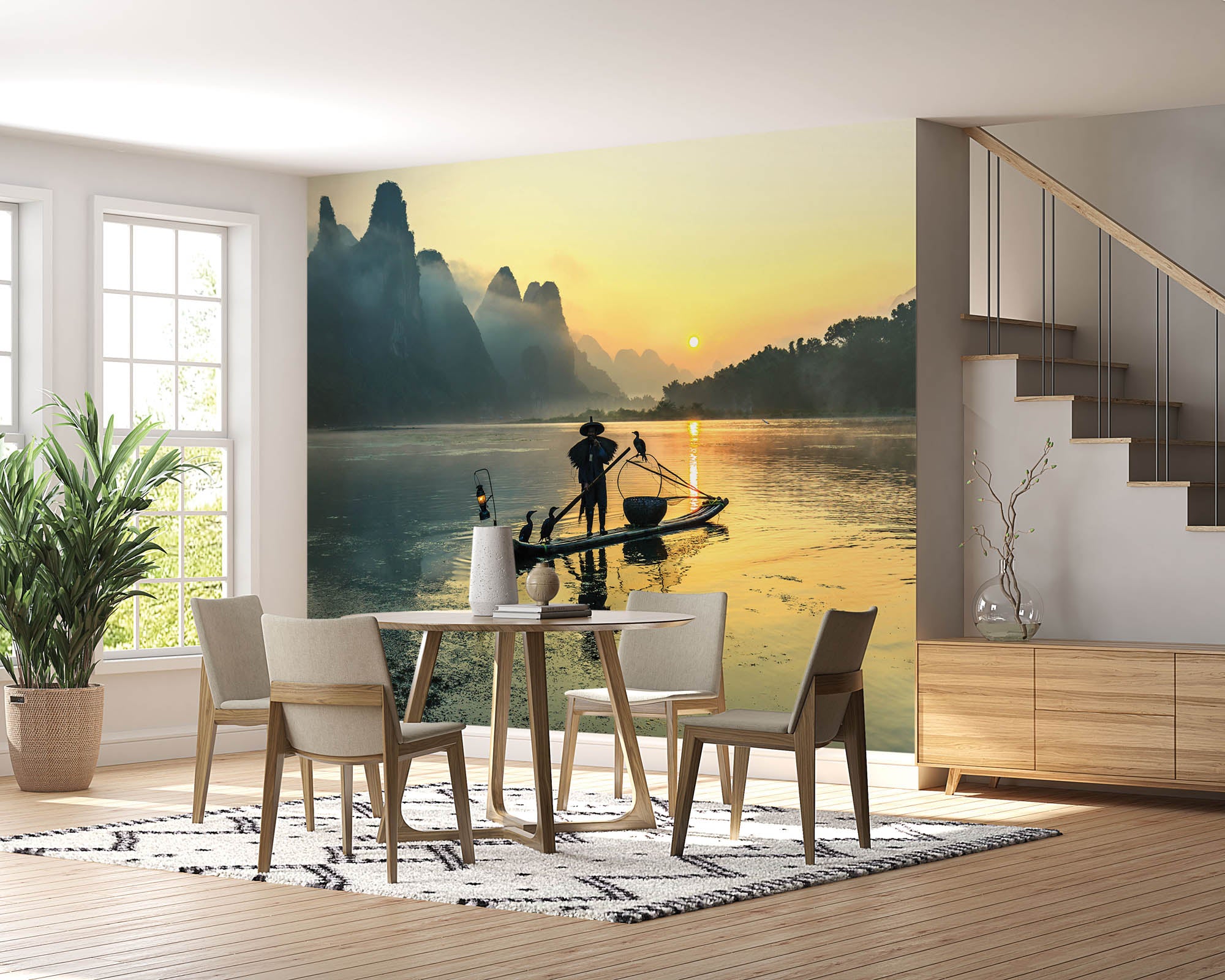 Visserman op bamboeboot - LW00054 Fotobehang