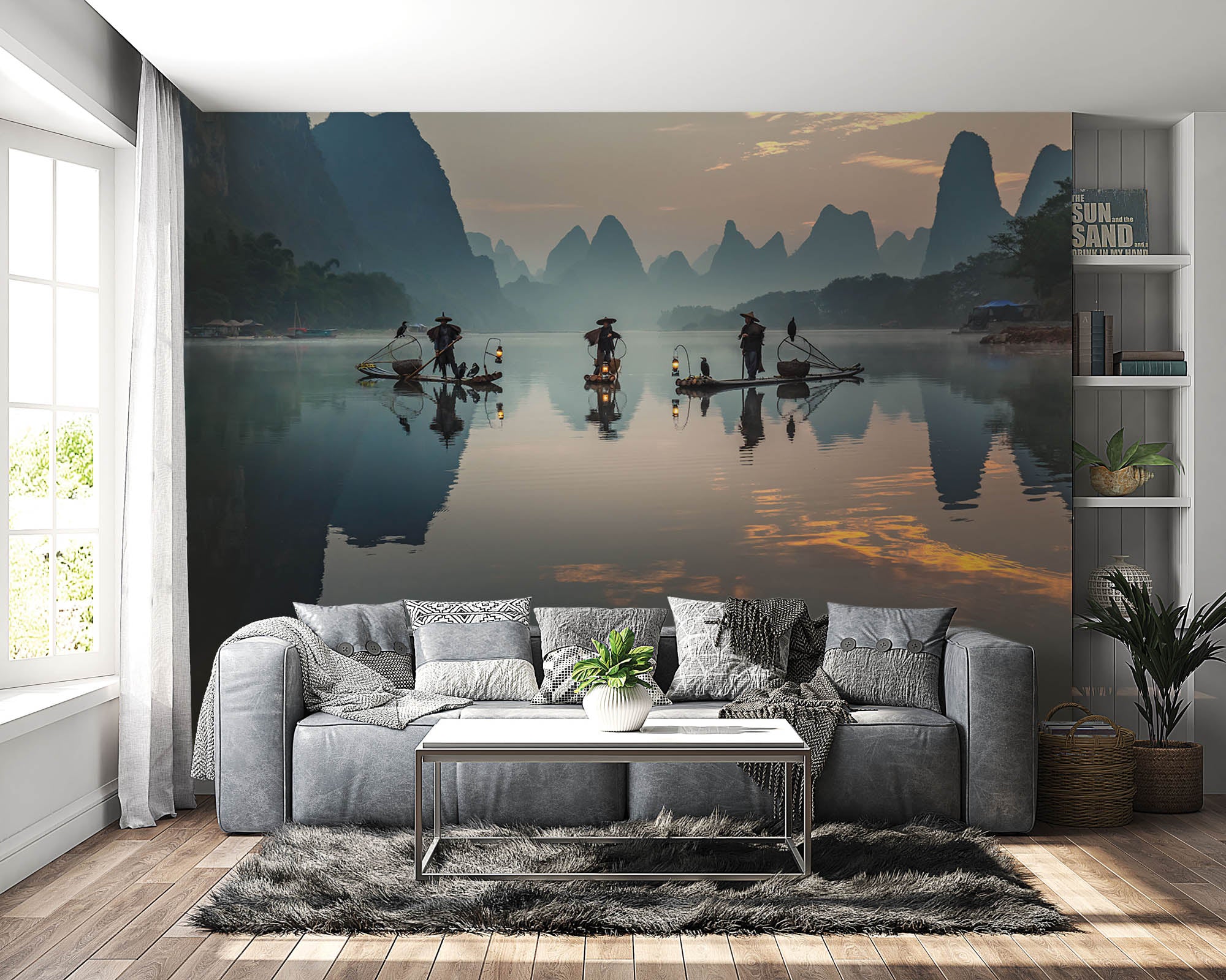 Vissers op oude boten China - LW00056 Fotobehang