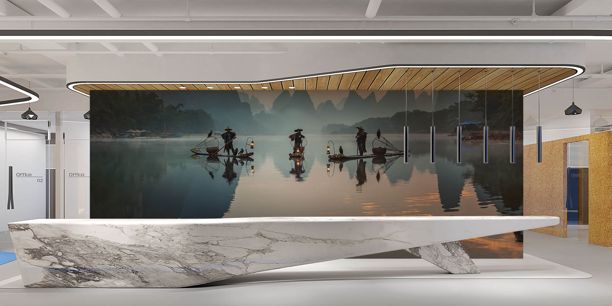 Vissers op oude boten China - LW00056 Fotobehang