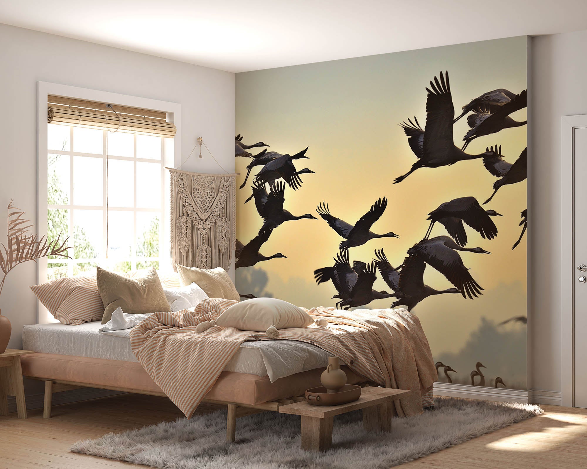 Vliegende kraanvogels - LW00191 Fotobehang