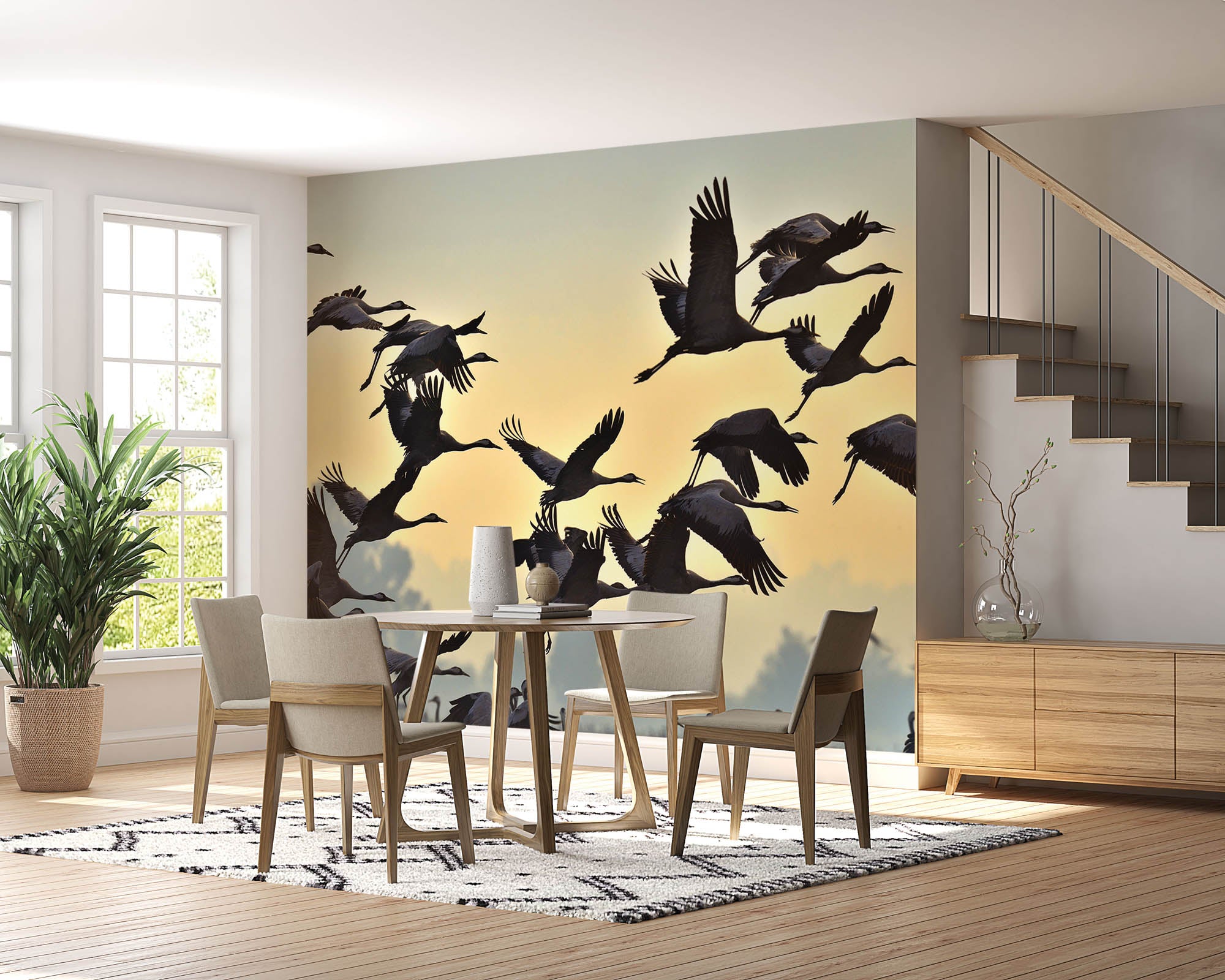 Vliegende kraanvogels - LW00191 Fotobehang