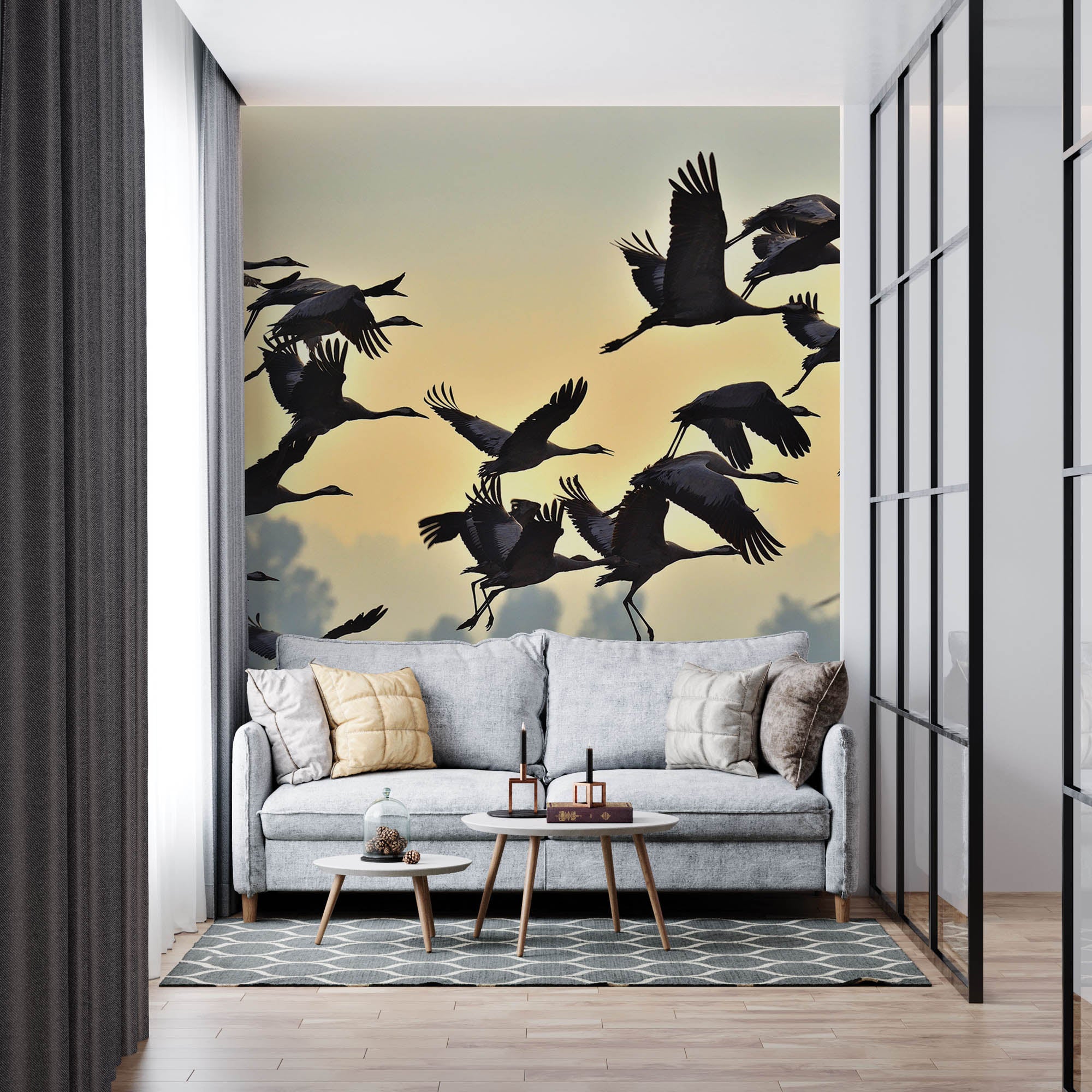 Vliegende kraanvogels - LW00191 Fotobehang