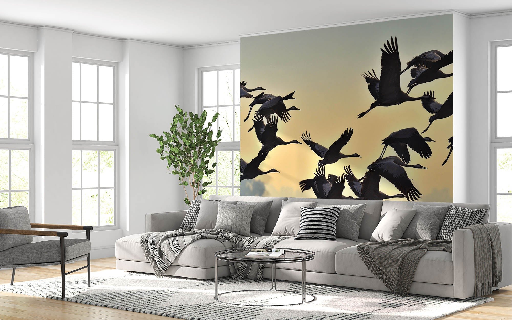 Vliegende kraanvogels - LW00191 Fotobehang